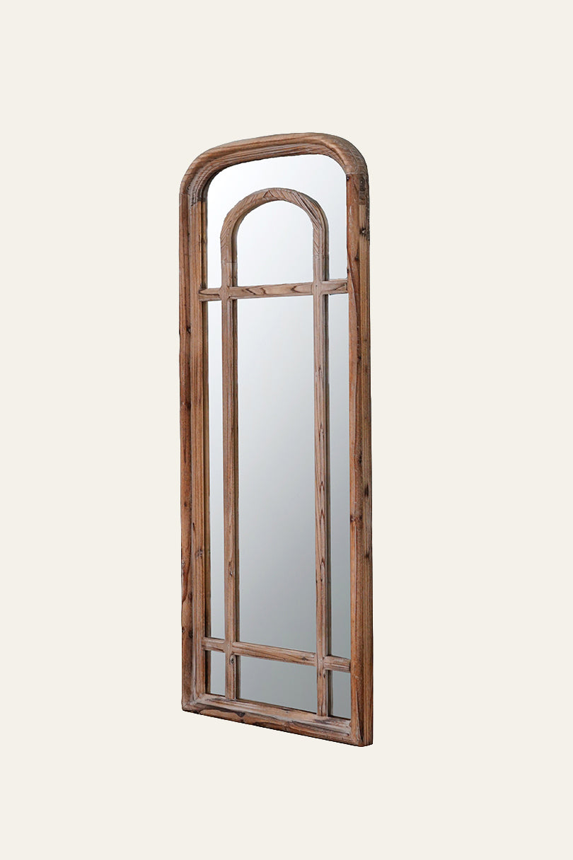 Rectangular Wooden Wall Mirror with Rounded Edges