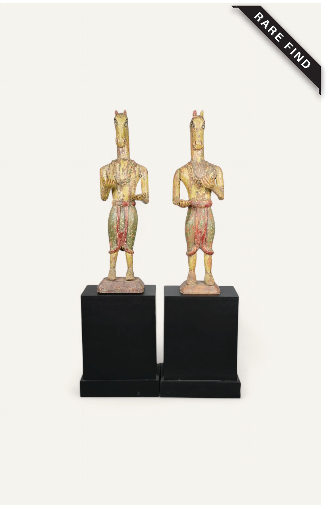 Abstract Wooden Figures On Stand - Pair