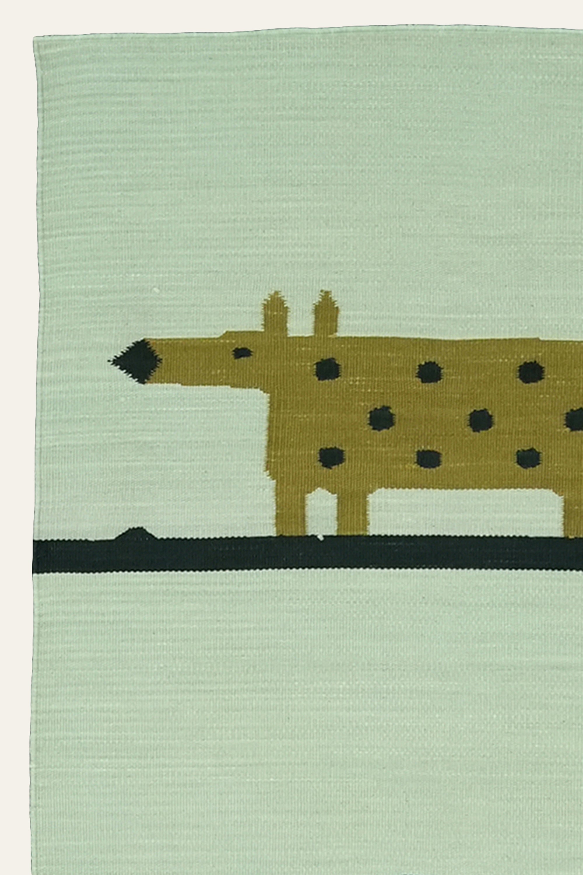 Pastel Blue Animal Motif Cotton Yoga Mat with Fringes
