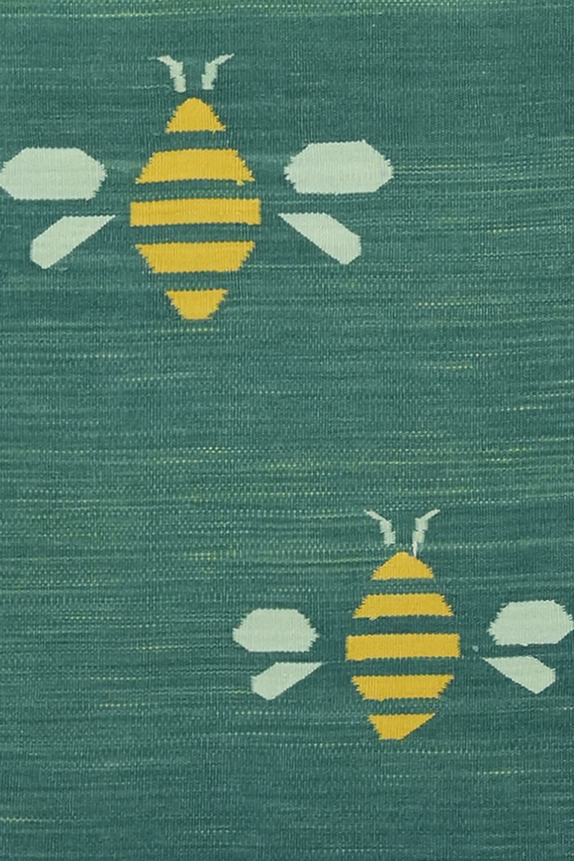 Yellow Bee Pattern Green Cotton Yoga Mat for Kids