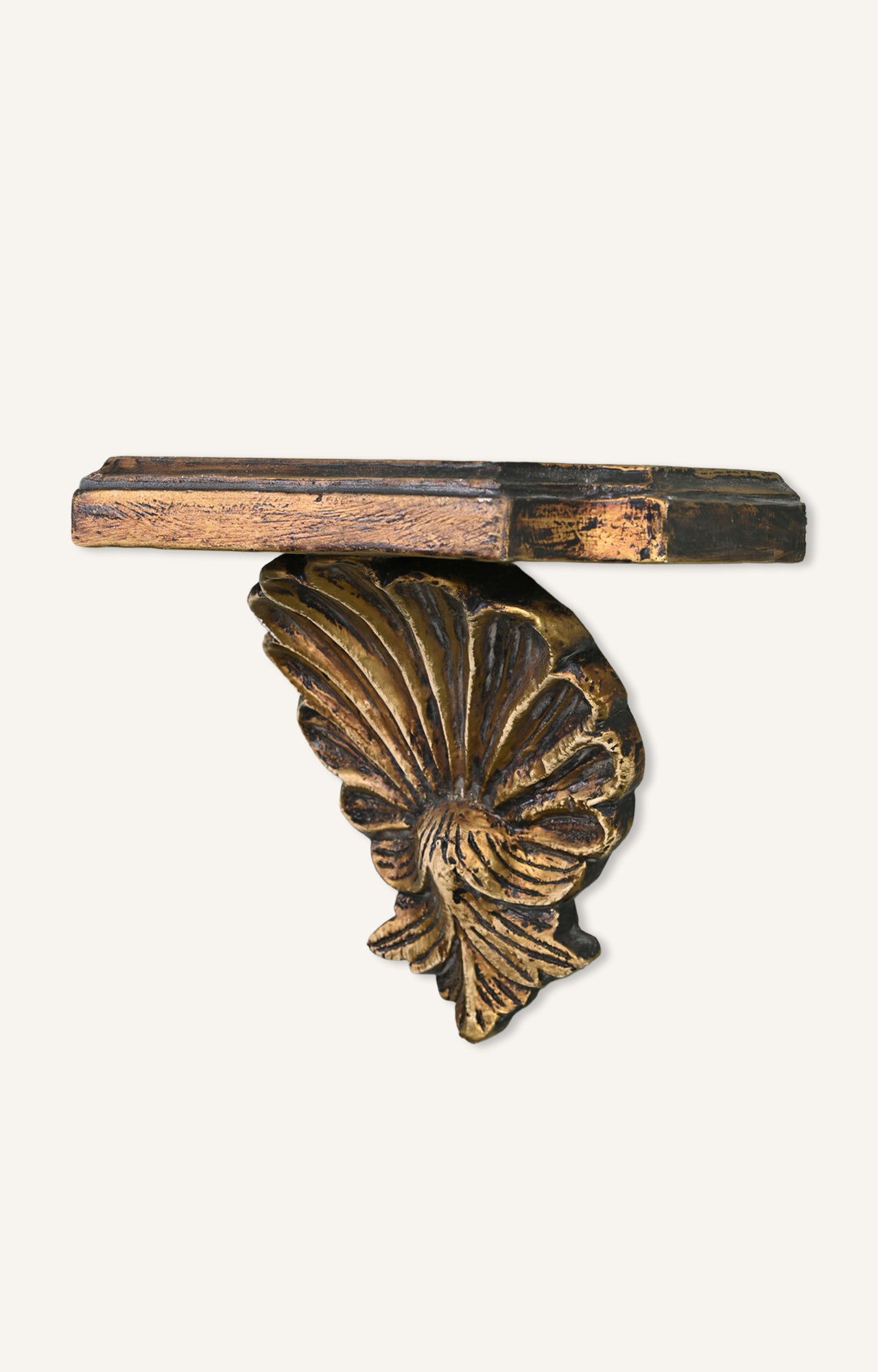 WALL SCONCES BRACKETS ANTIQUE SHELL CARVED DESIGN -TUSCAN