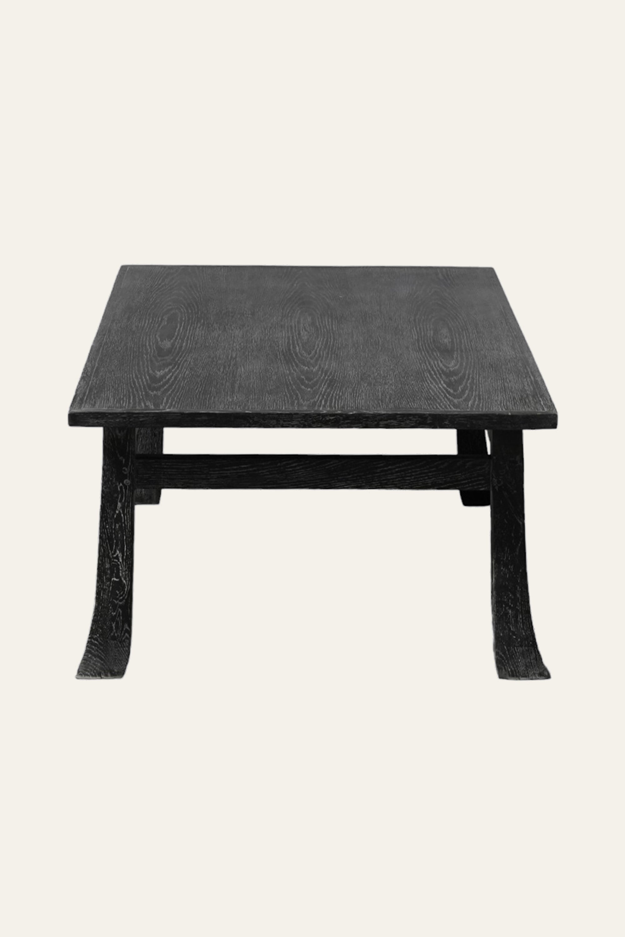 Rectangular Black Wooden Coffee Table with Flared Legs