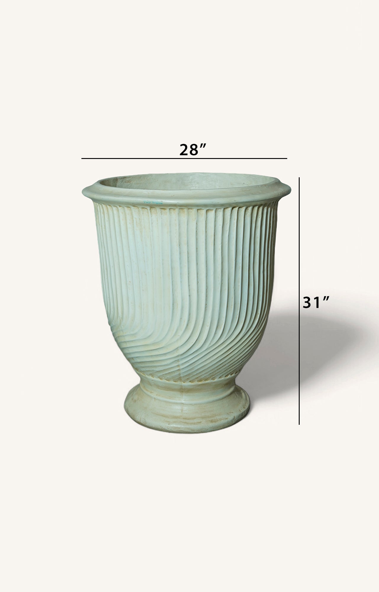 Decorative Fluted White Resin Planter