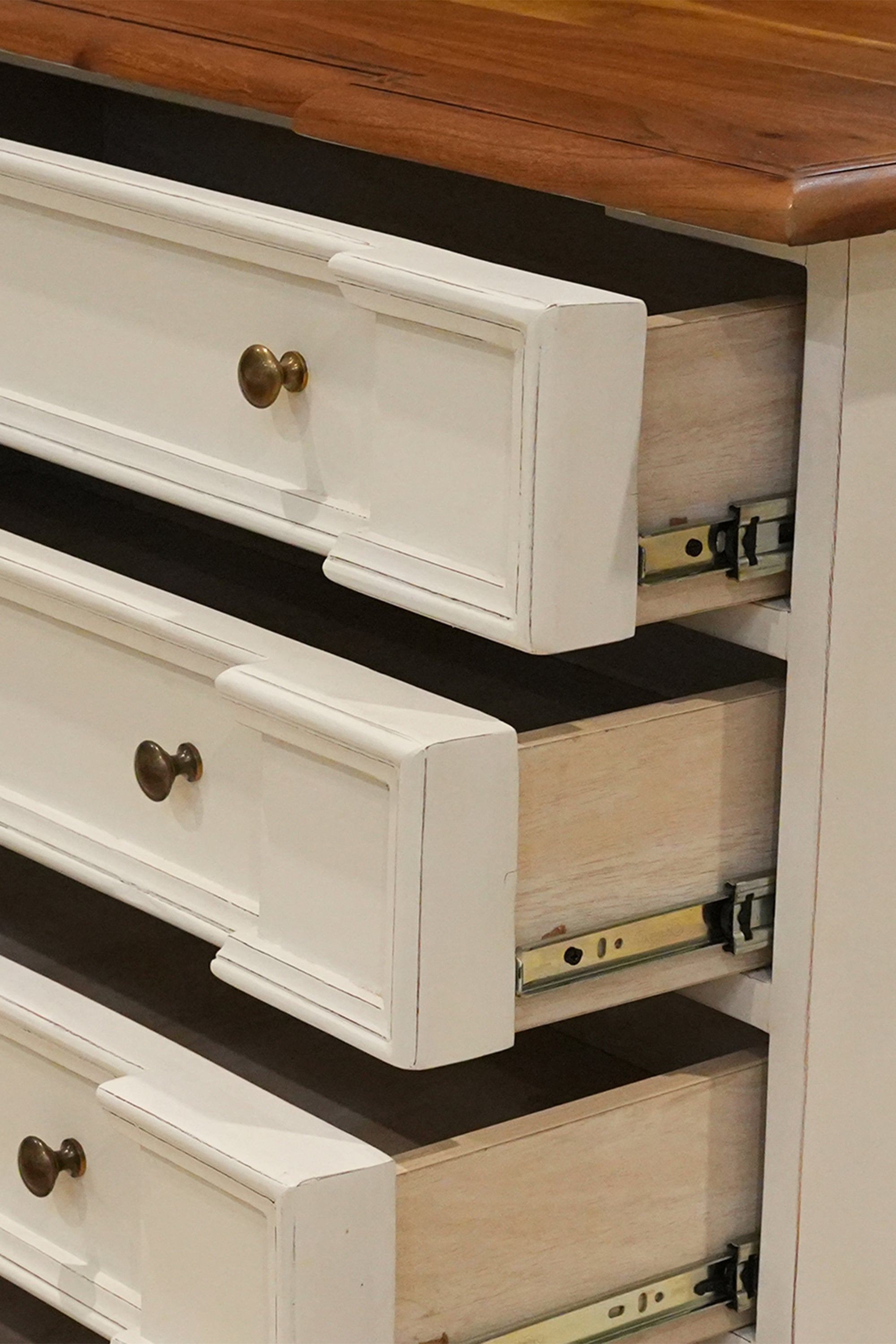 Dual Toned Storage Chest of Drawers with Brown Top