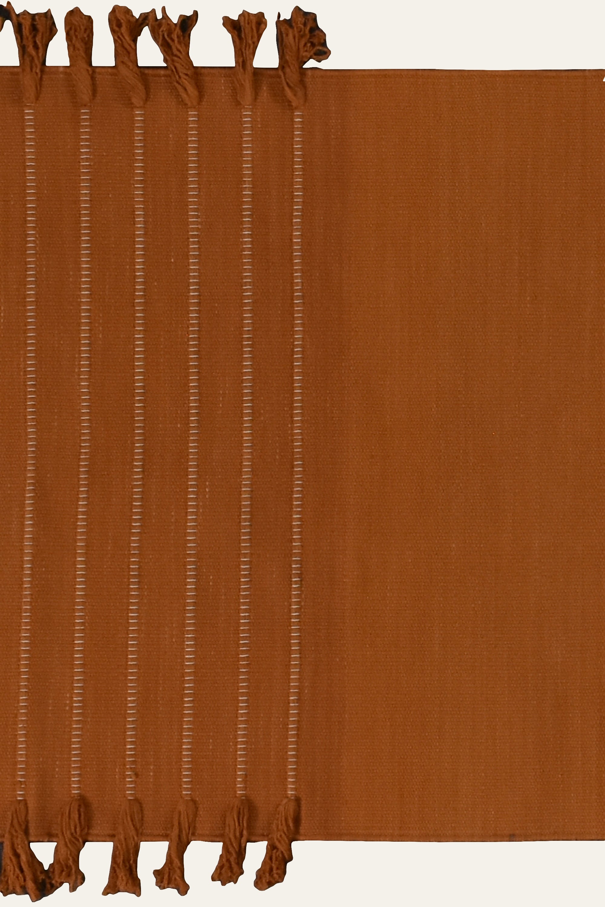 Rust Orange Washable Cotton Yoga Mat with Fringe