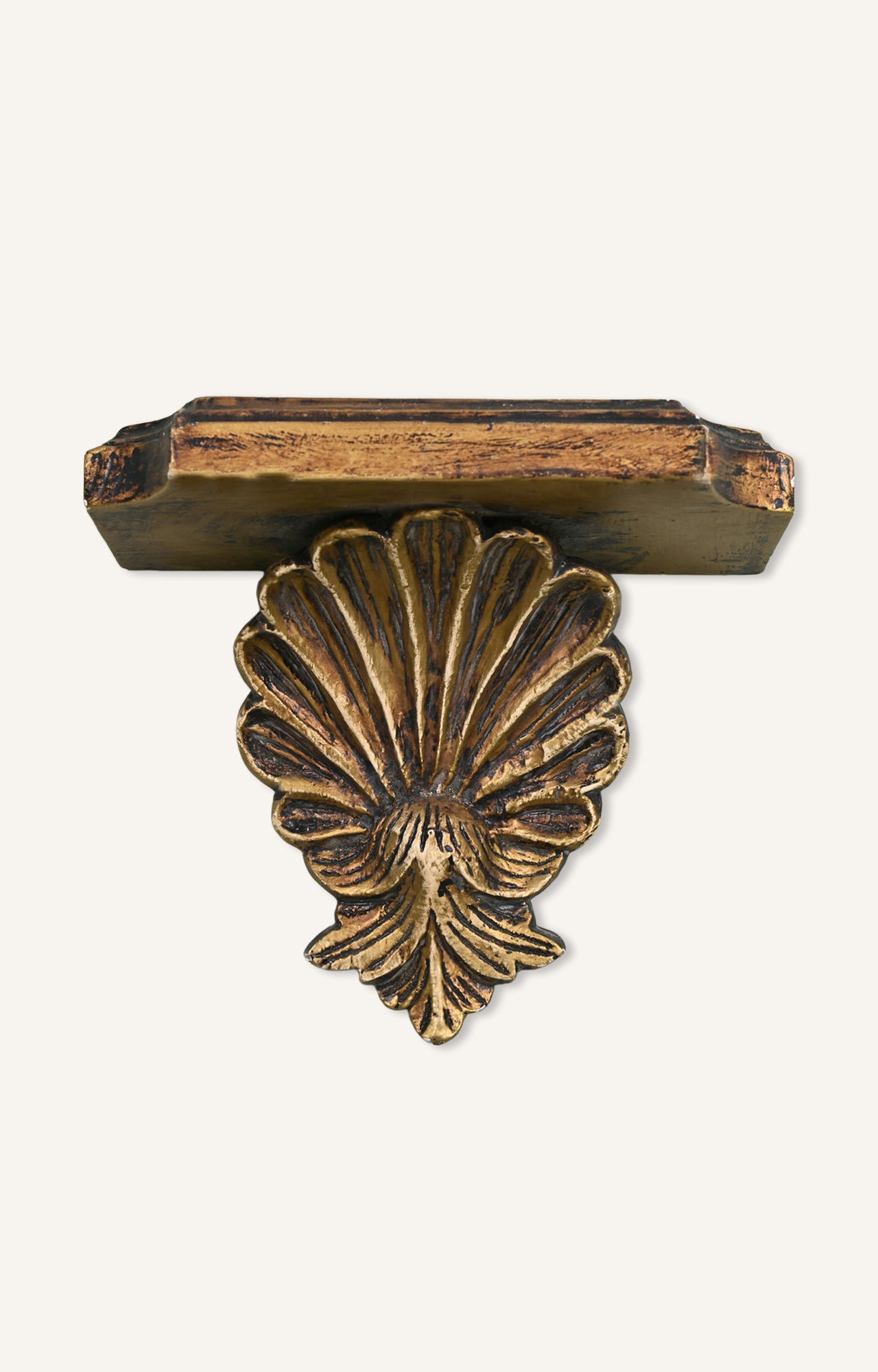 WALL SCONCES BRACKETS ANTIQUE SHELL CARVED DESIGN -TUSCAN