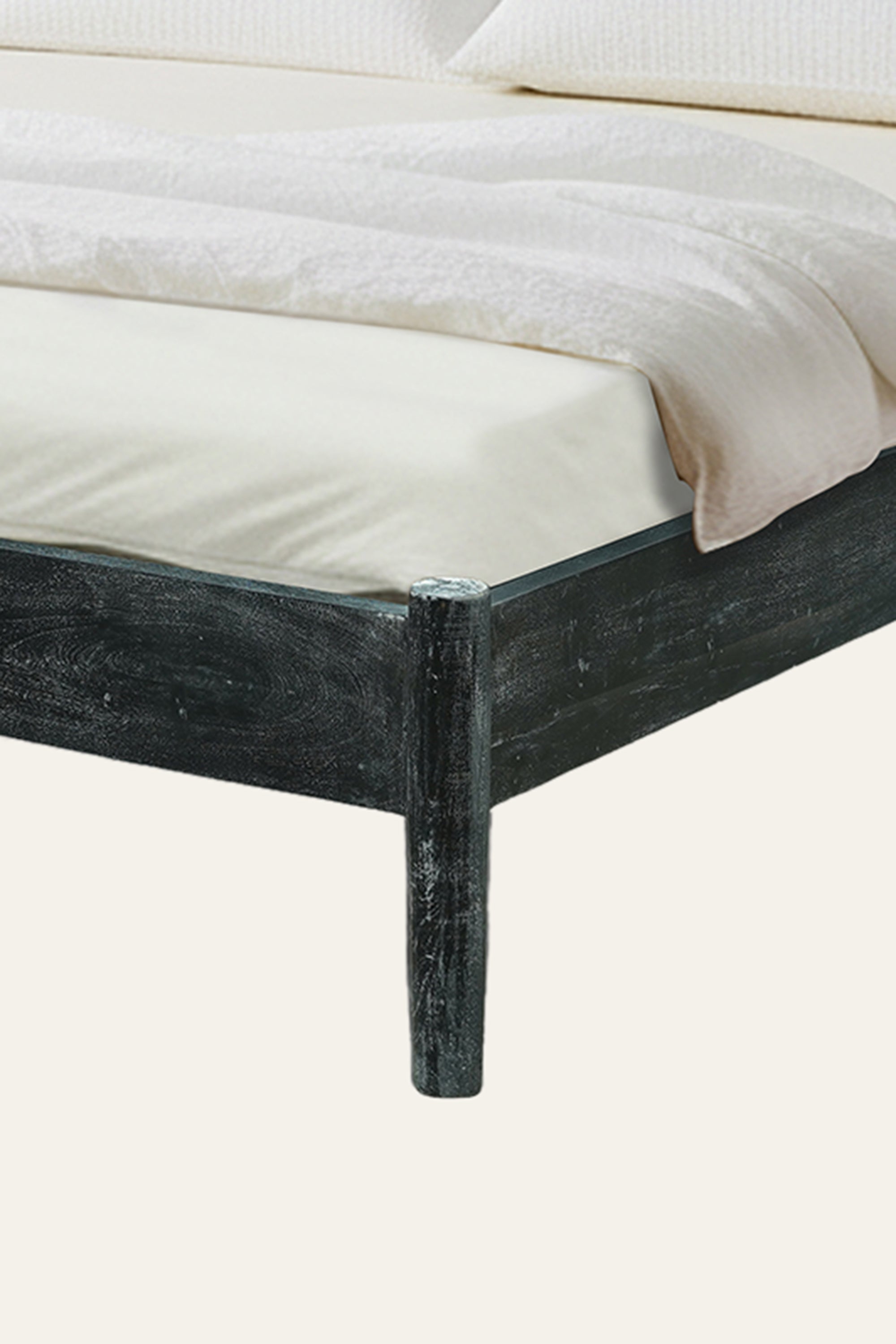 Modern Cane Panel Acacia Wood Bed in Black