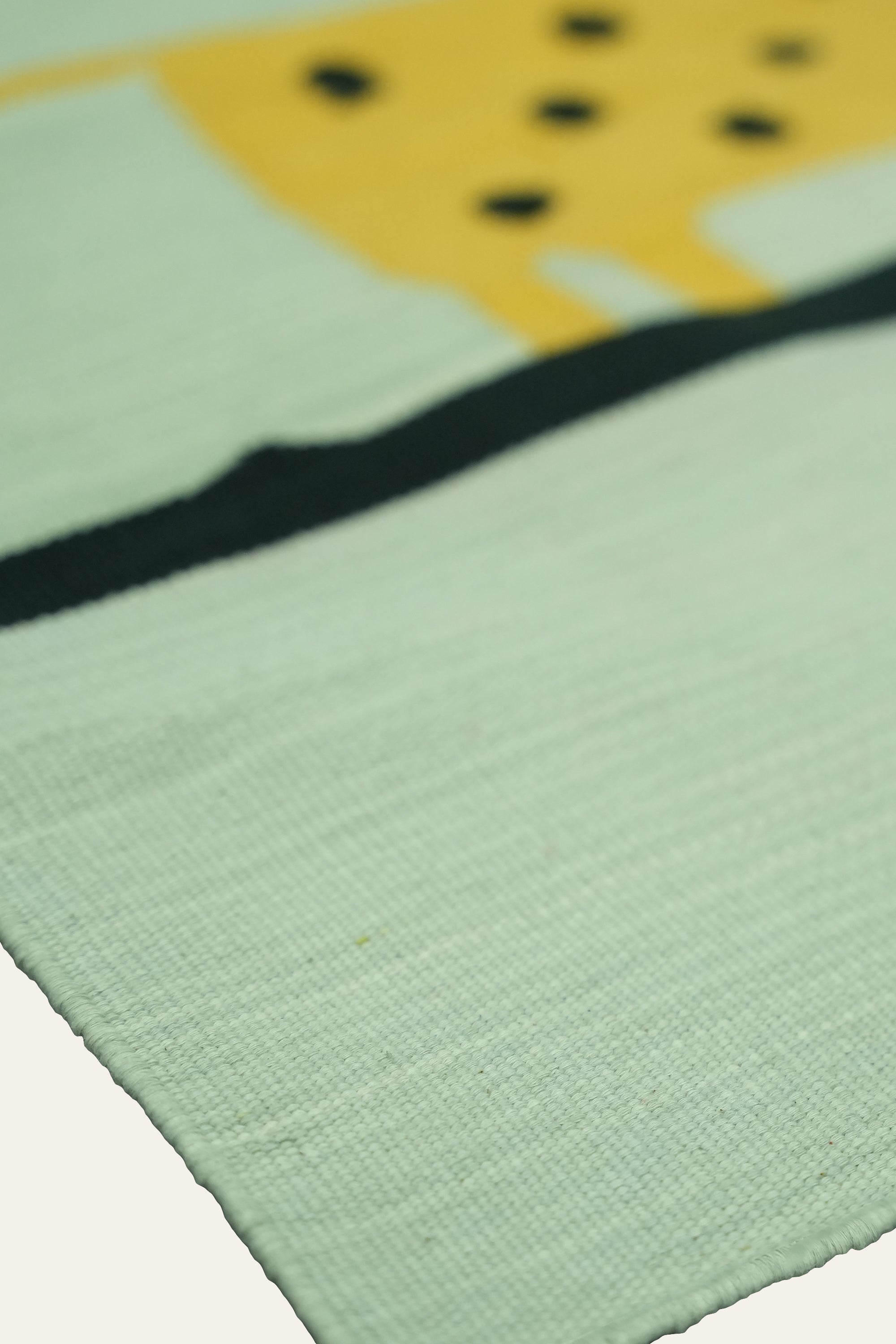Pastel Blue Animal Motif Cotton Yoga Mat with Fringes