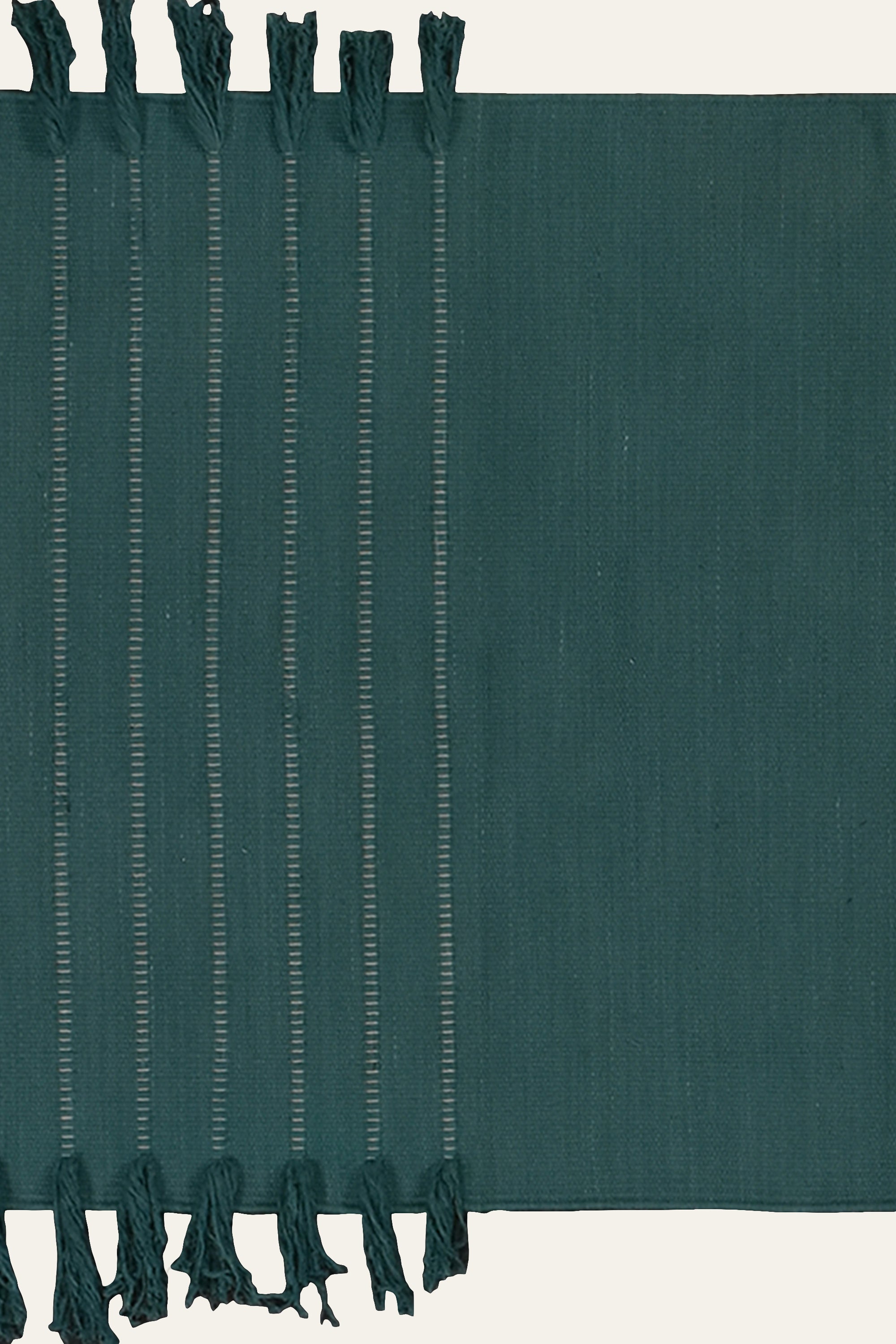 Teal Blue Washable Cotton Yoga Mat with Fringe