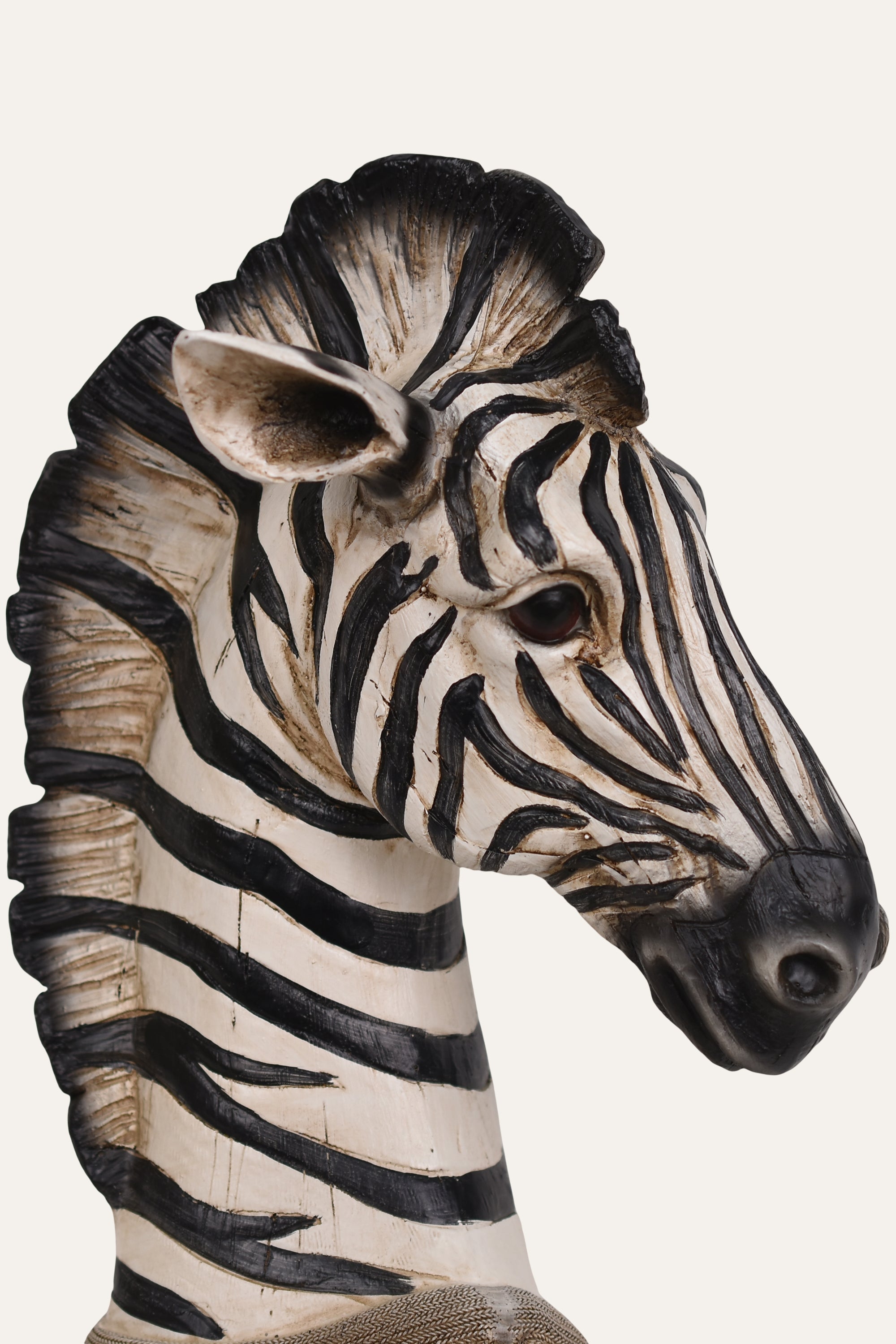 Carved zebra head sculpture
