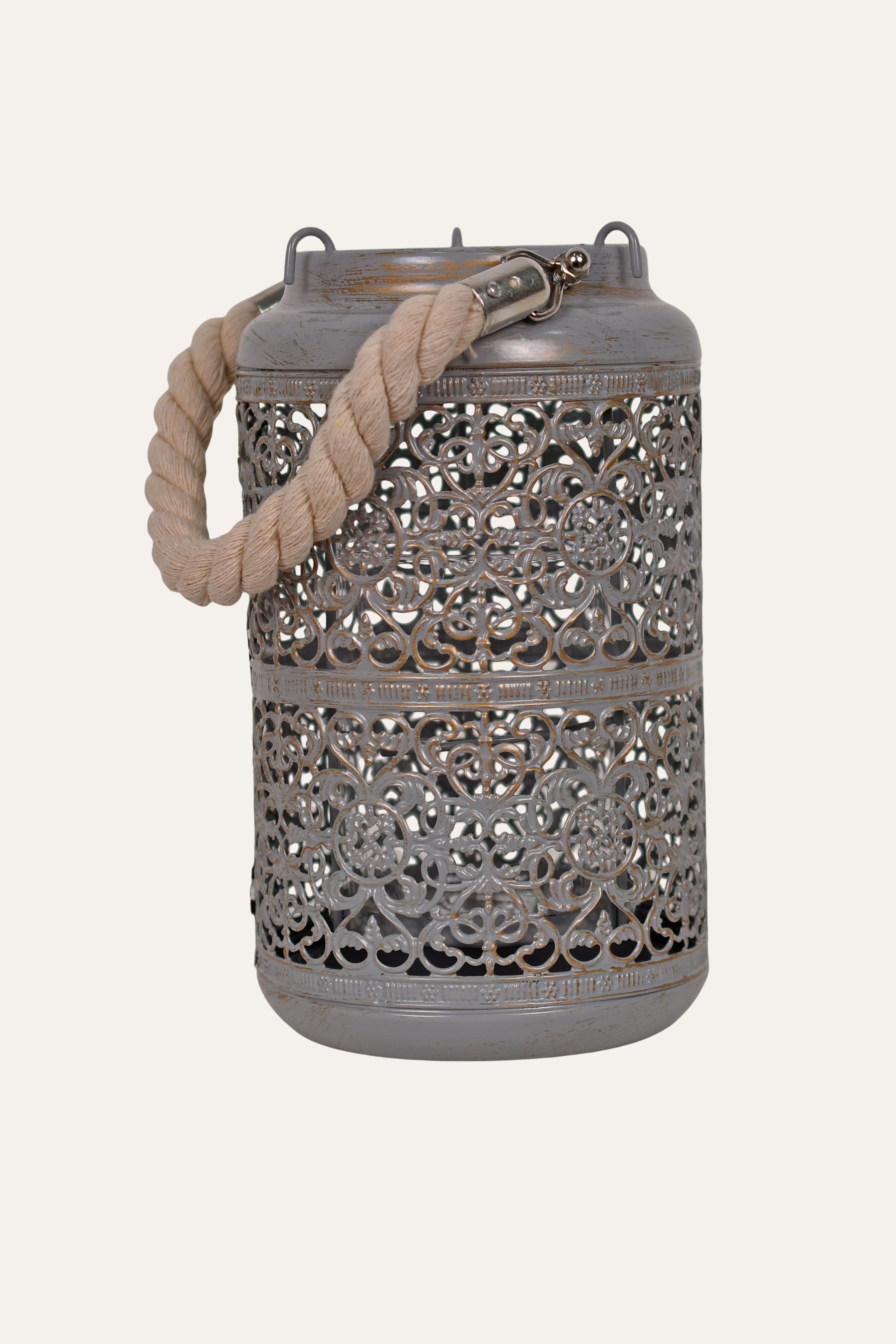 Decorative lantern with intricate cut-out design 