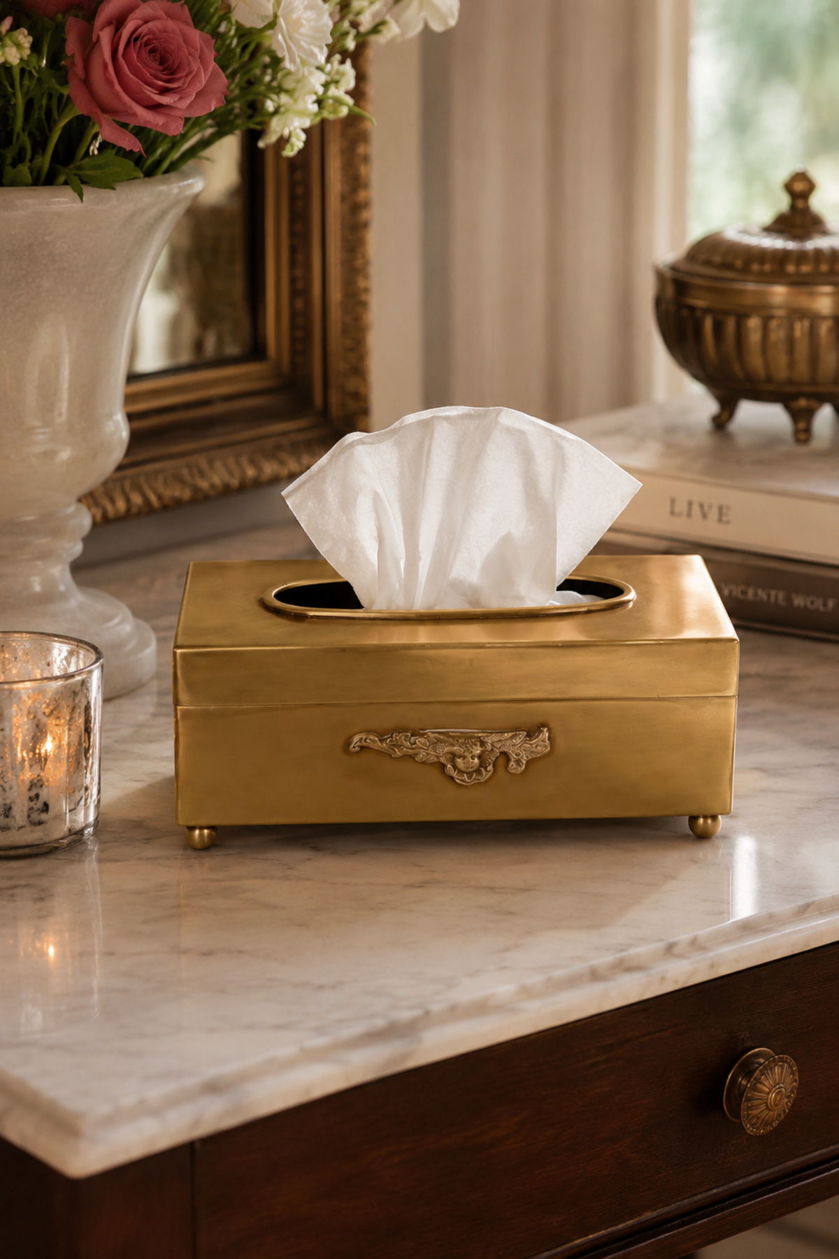 Antique Brass Tissue Box Holder