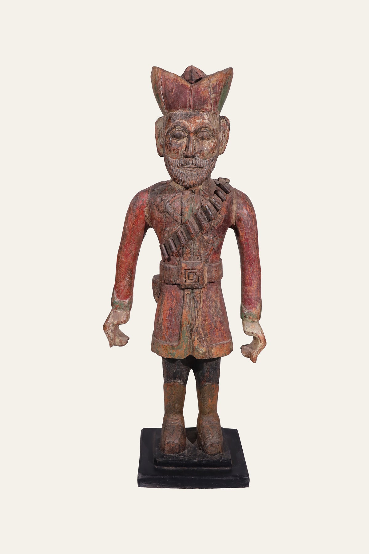 Antique Indian sepoy soldier statue on stand