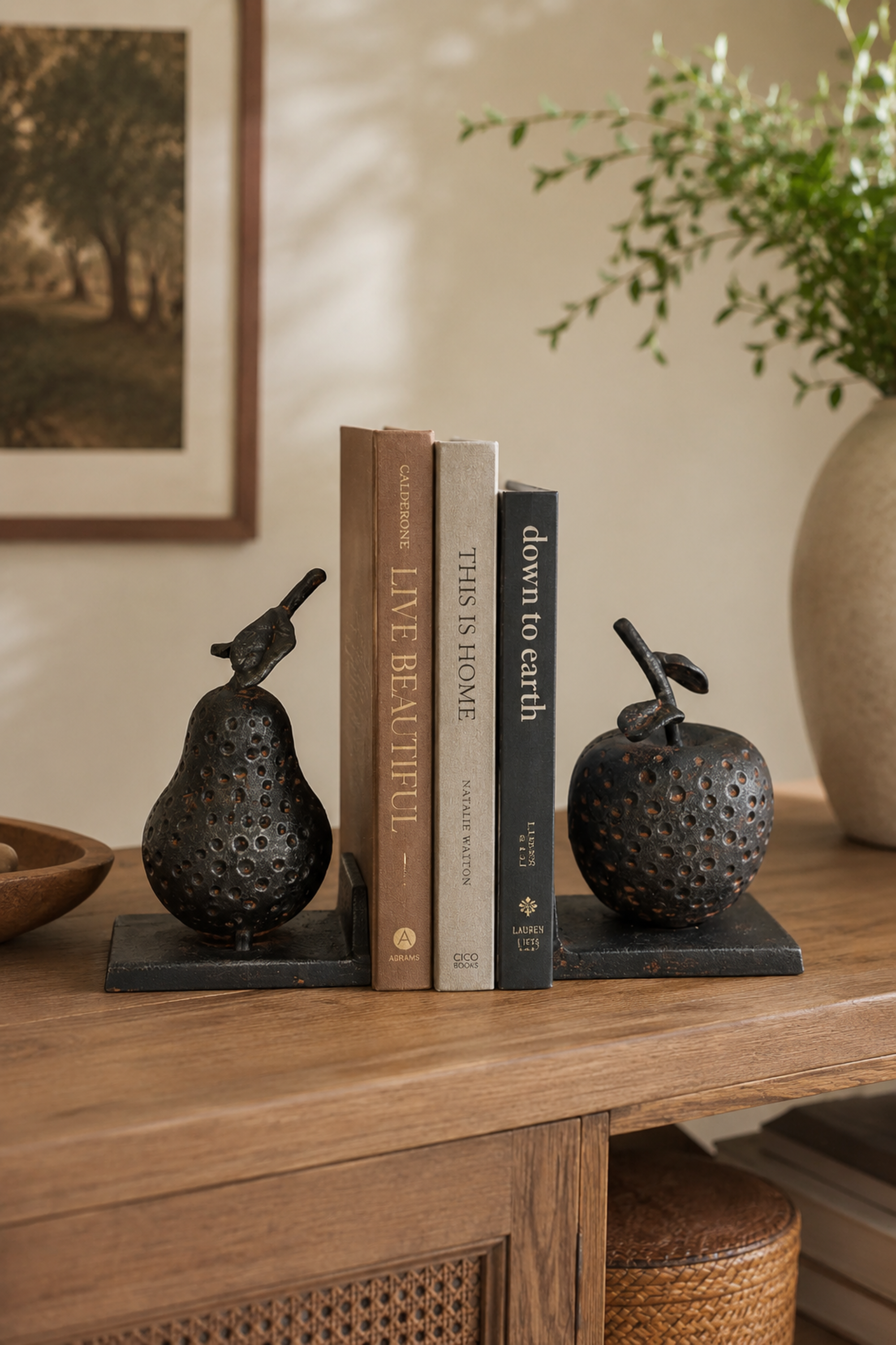 Apple & Pear Metal Bookends