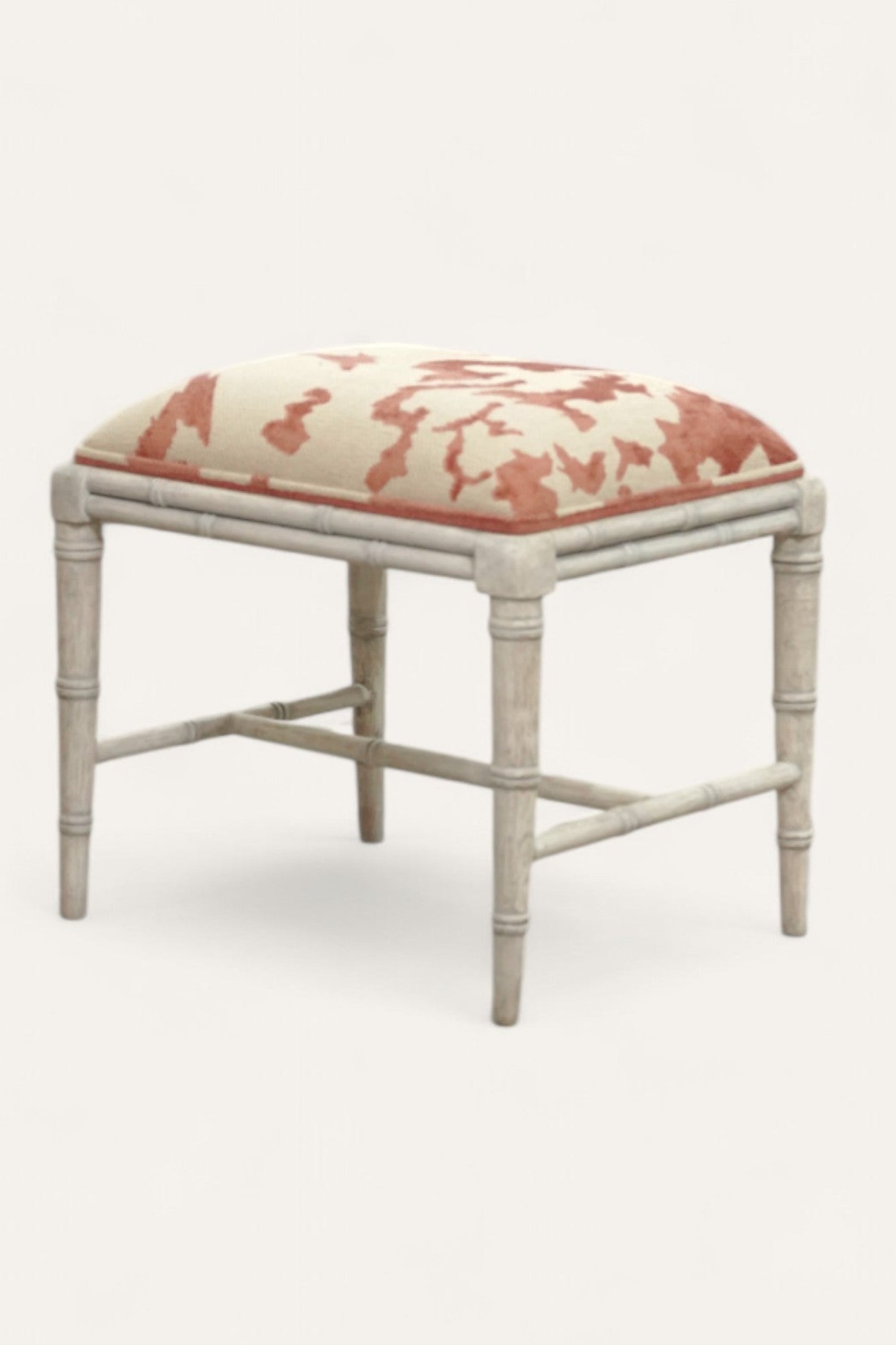 Bamboo-Style Stool with Dhurrie Top