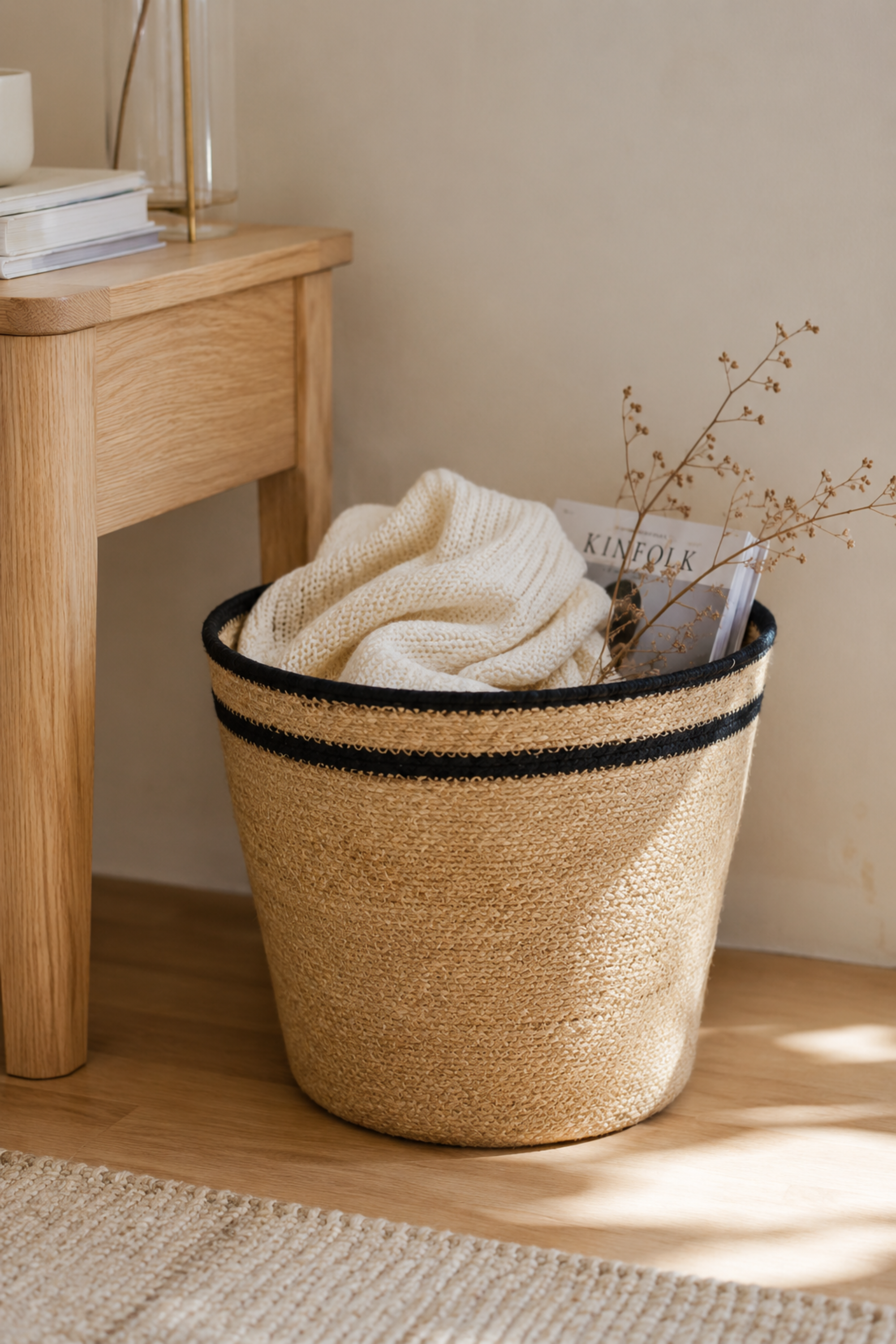 Big Boho Chevron Seagrass Storage Basket