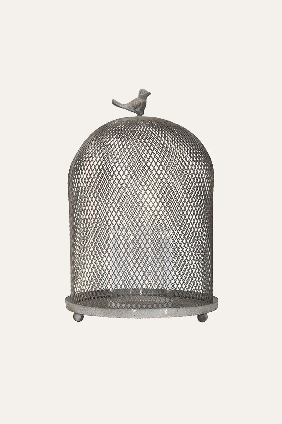 Domed Metal Mesh Bird Candle Holder - Big