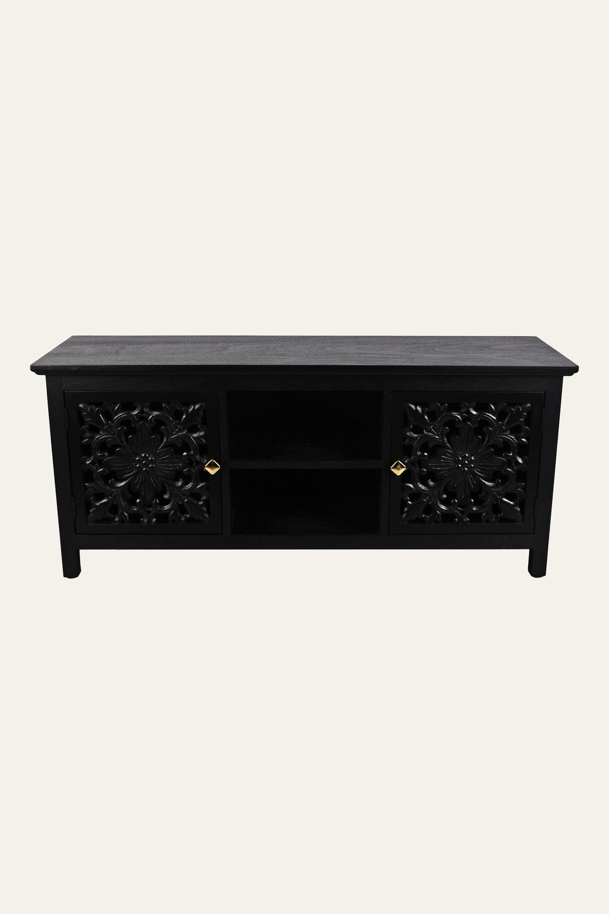 Black Carved TV Unit