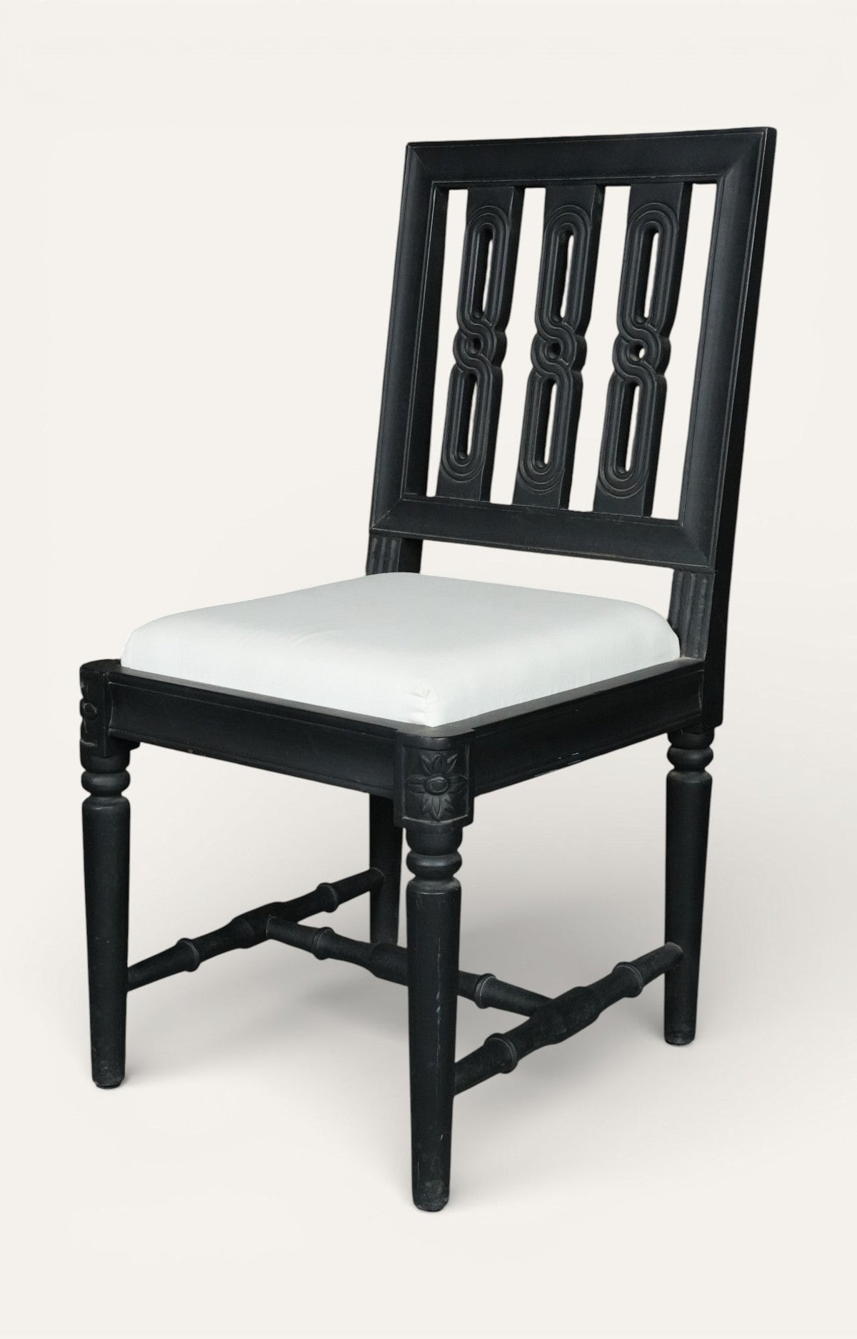 Black Carved Wooden Study Chair