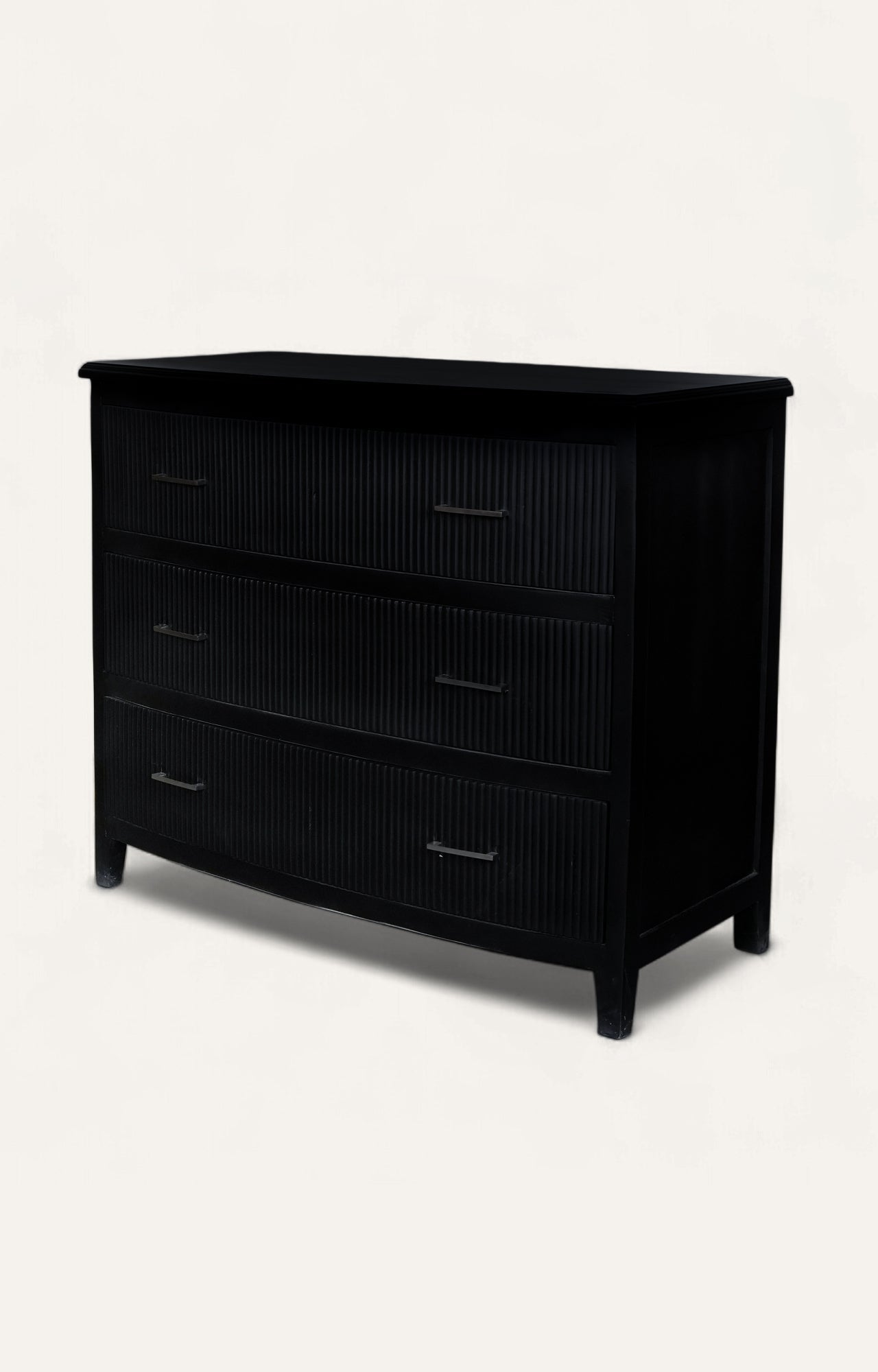Black Ribbed-Front Chest of Drawer