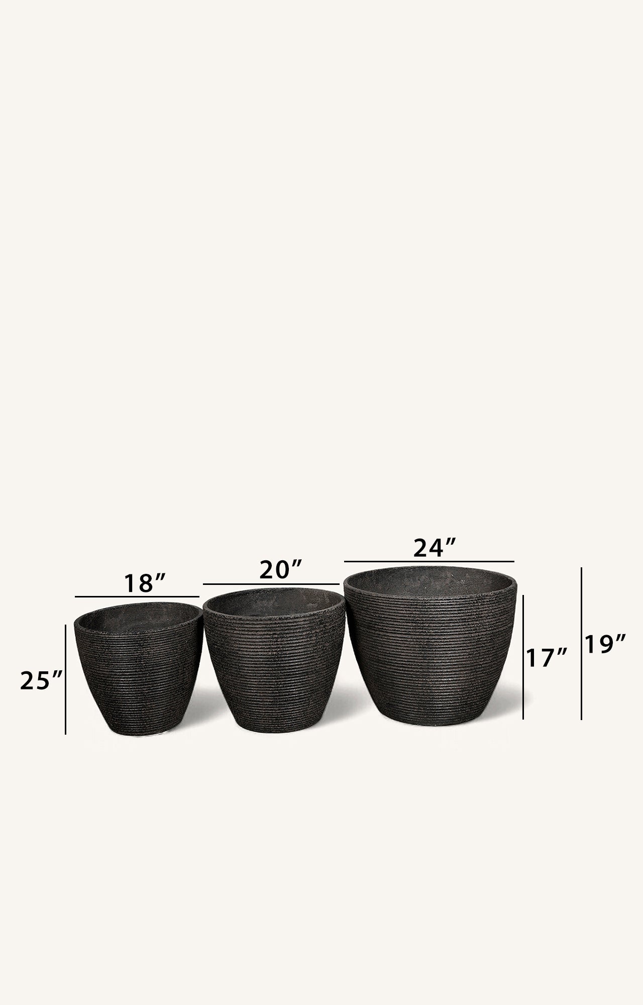 Black Ring Garden Planter_size