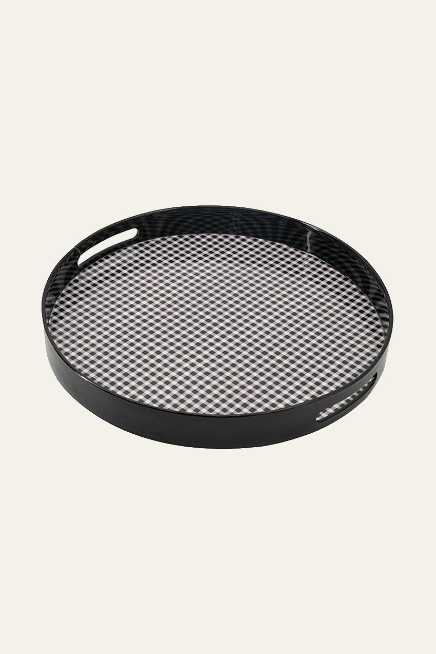 Black and White Checkered Resin Tray