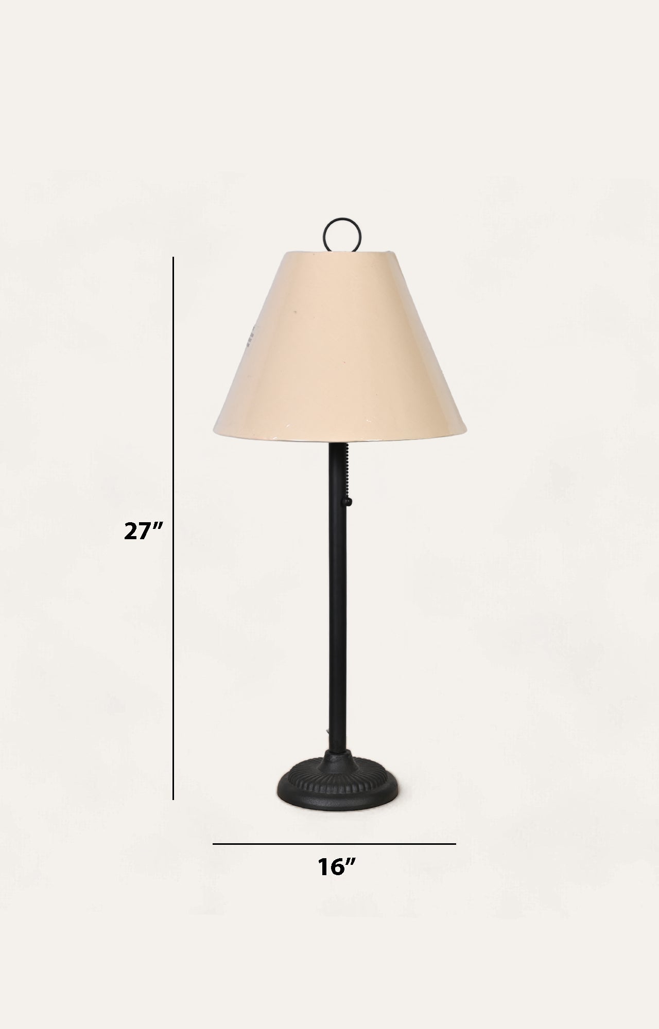 Black metal table lamp_size