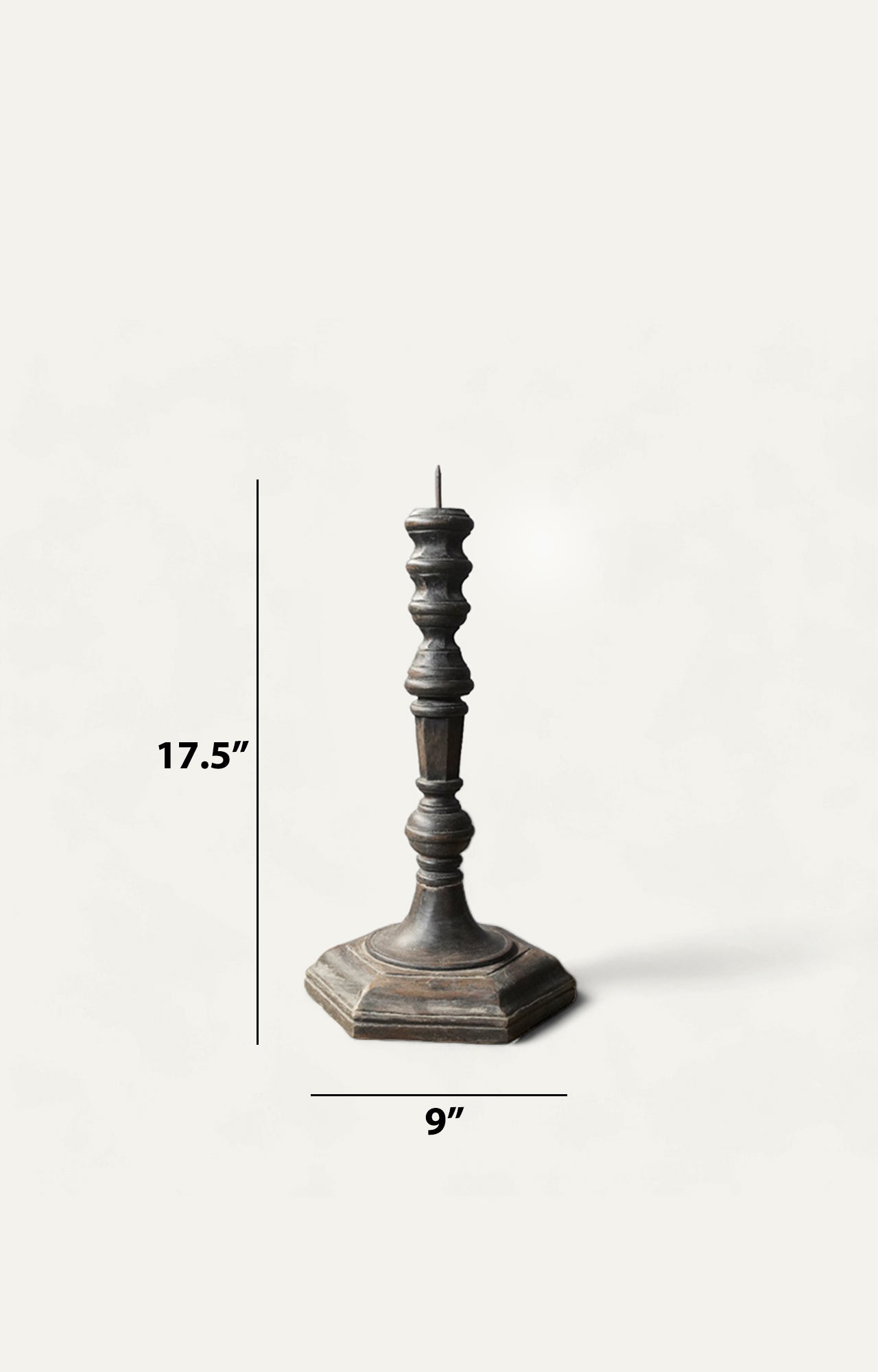 Black vintage wood Candle Stand_size
