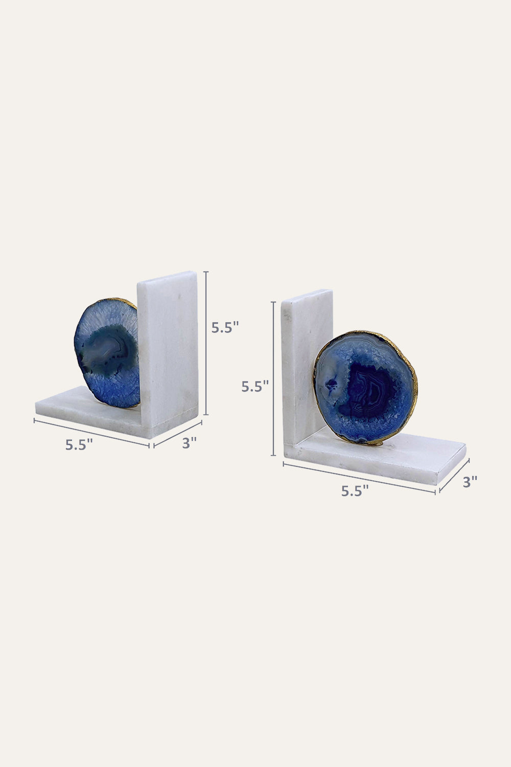 Blue Agate Geode Bookends Size