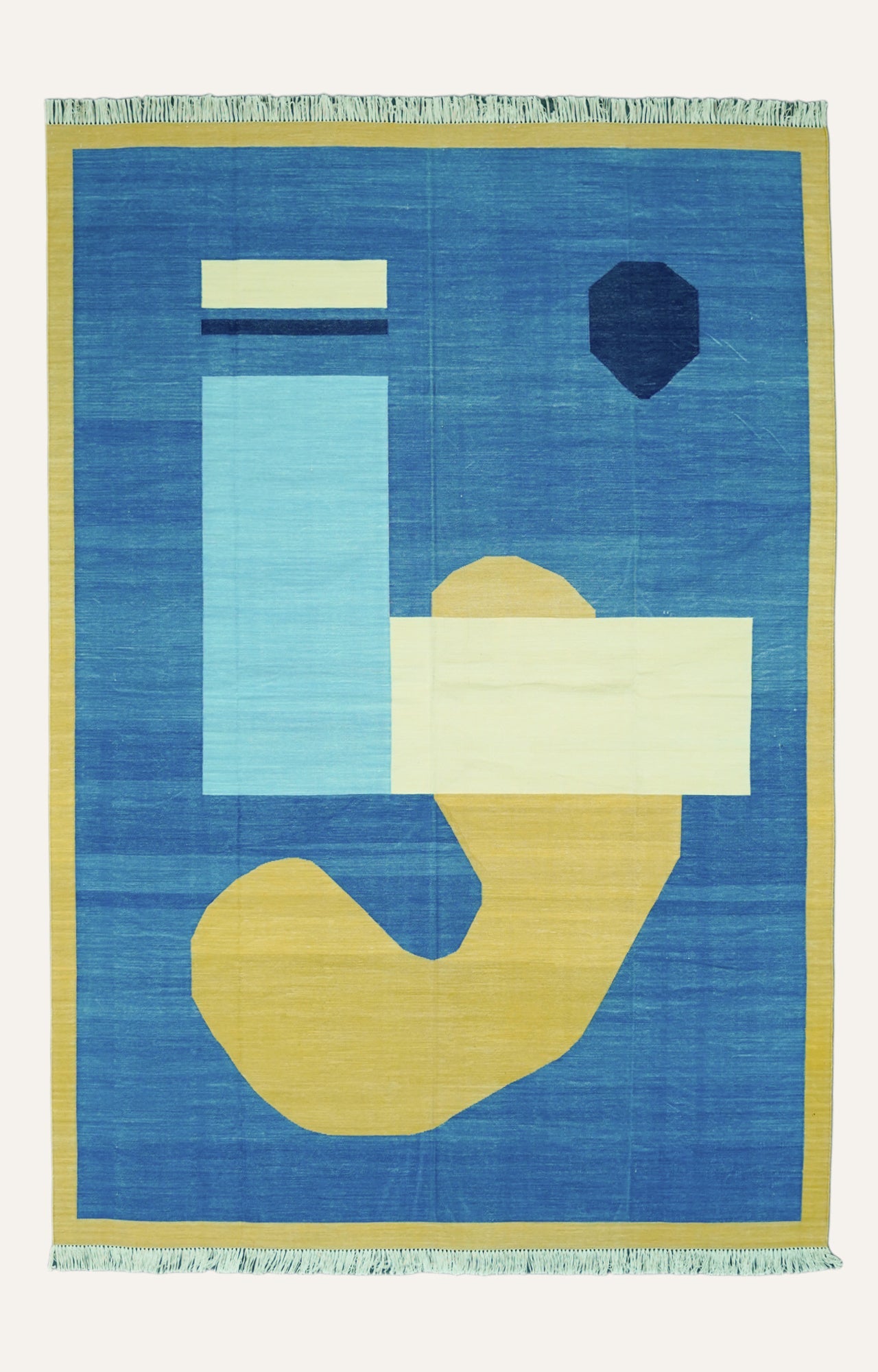 Blue and Mustard Art Rug
