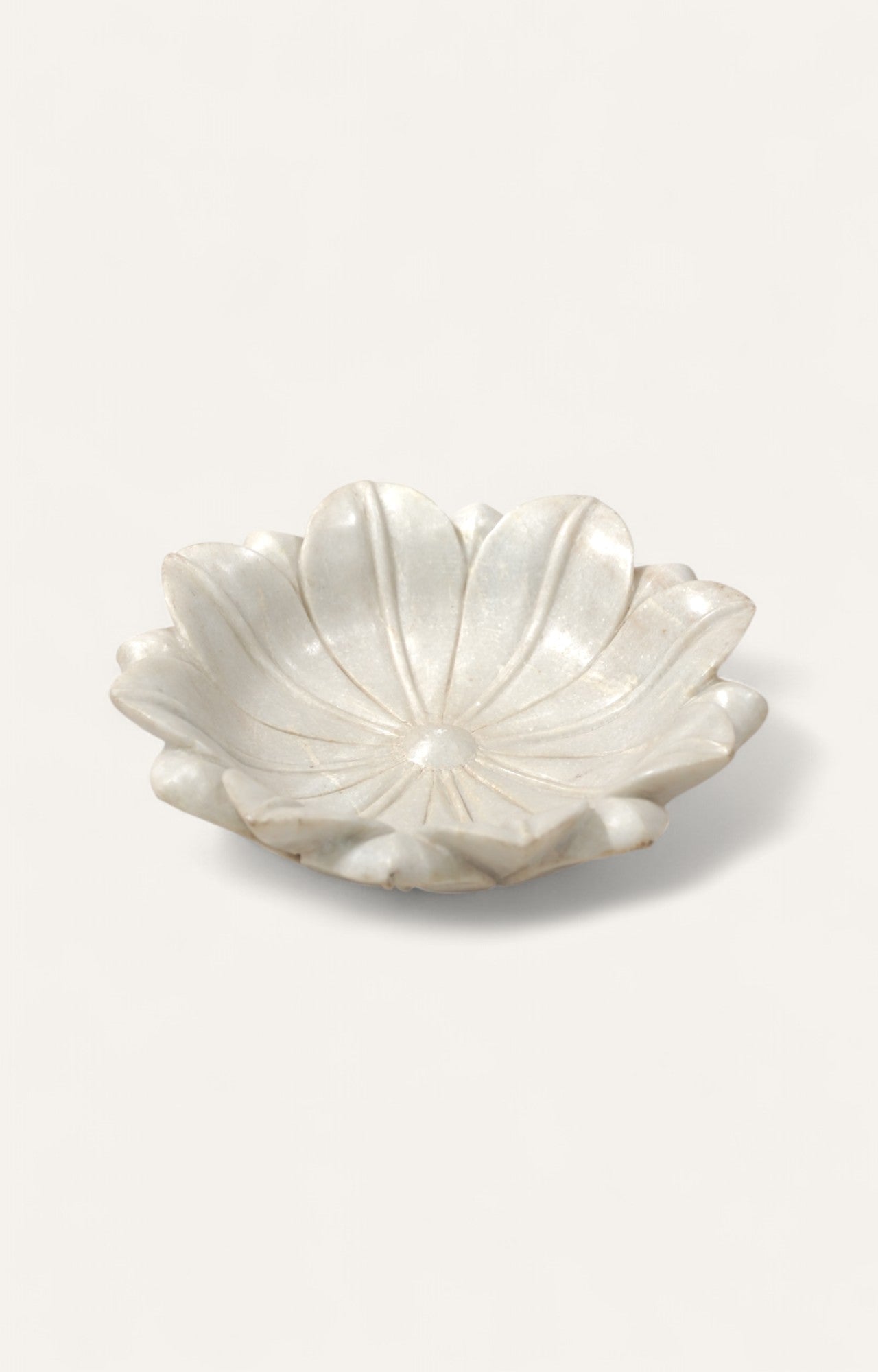 Bowl With White Marble Lotus Design