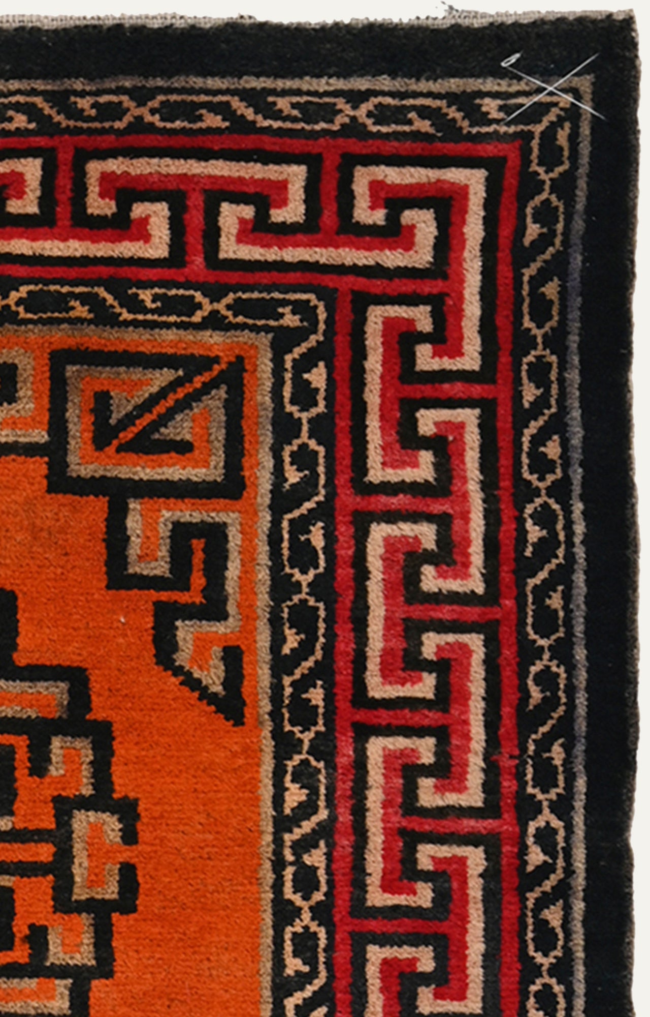 Hand-Knotted Carpet with Geometric Pattern
