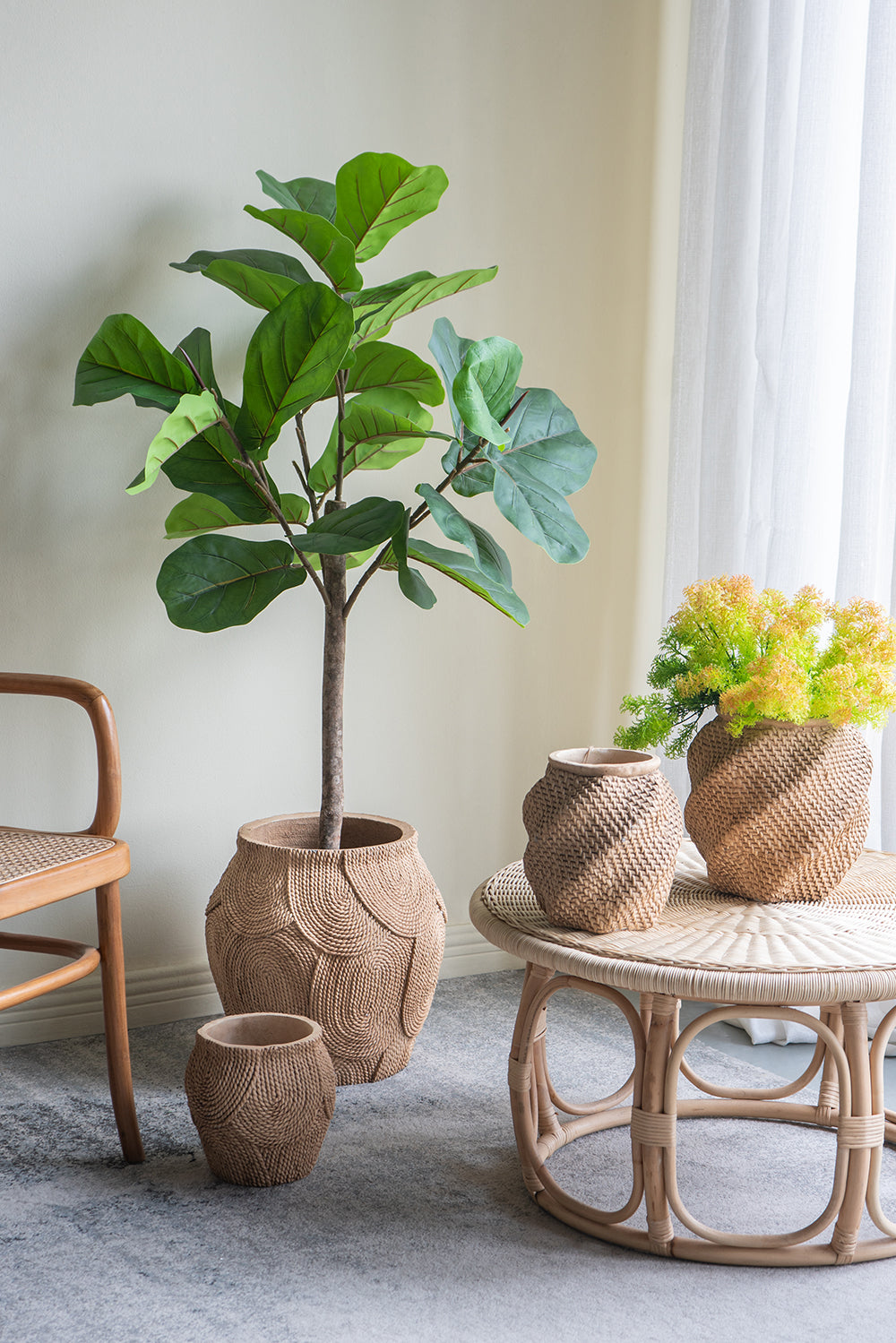 Basket Weave Planter Rustic Decorative Pot