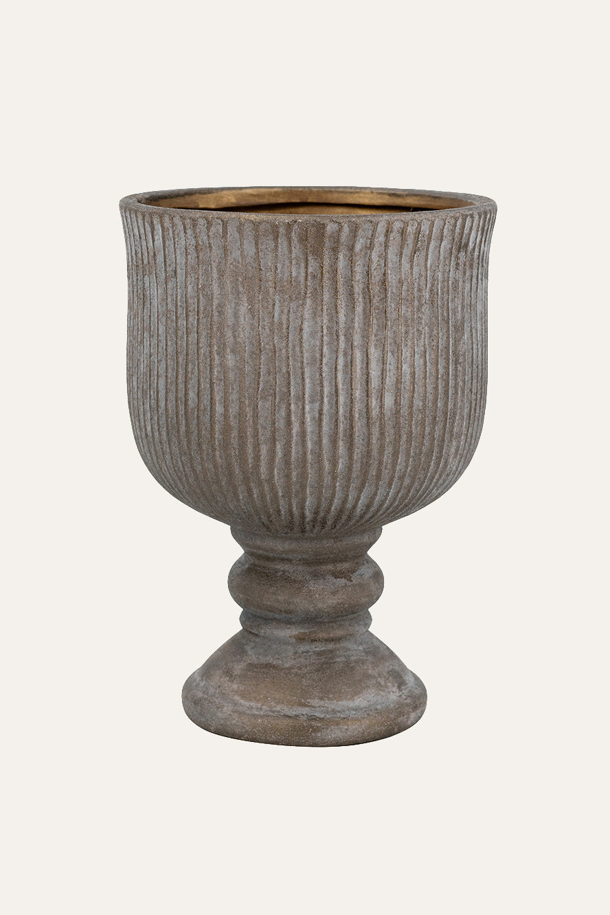 Vintage Ribbed Planter on Pedestal Base