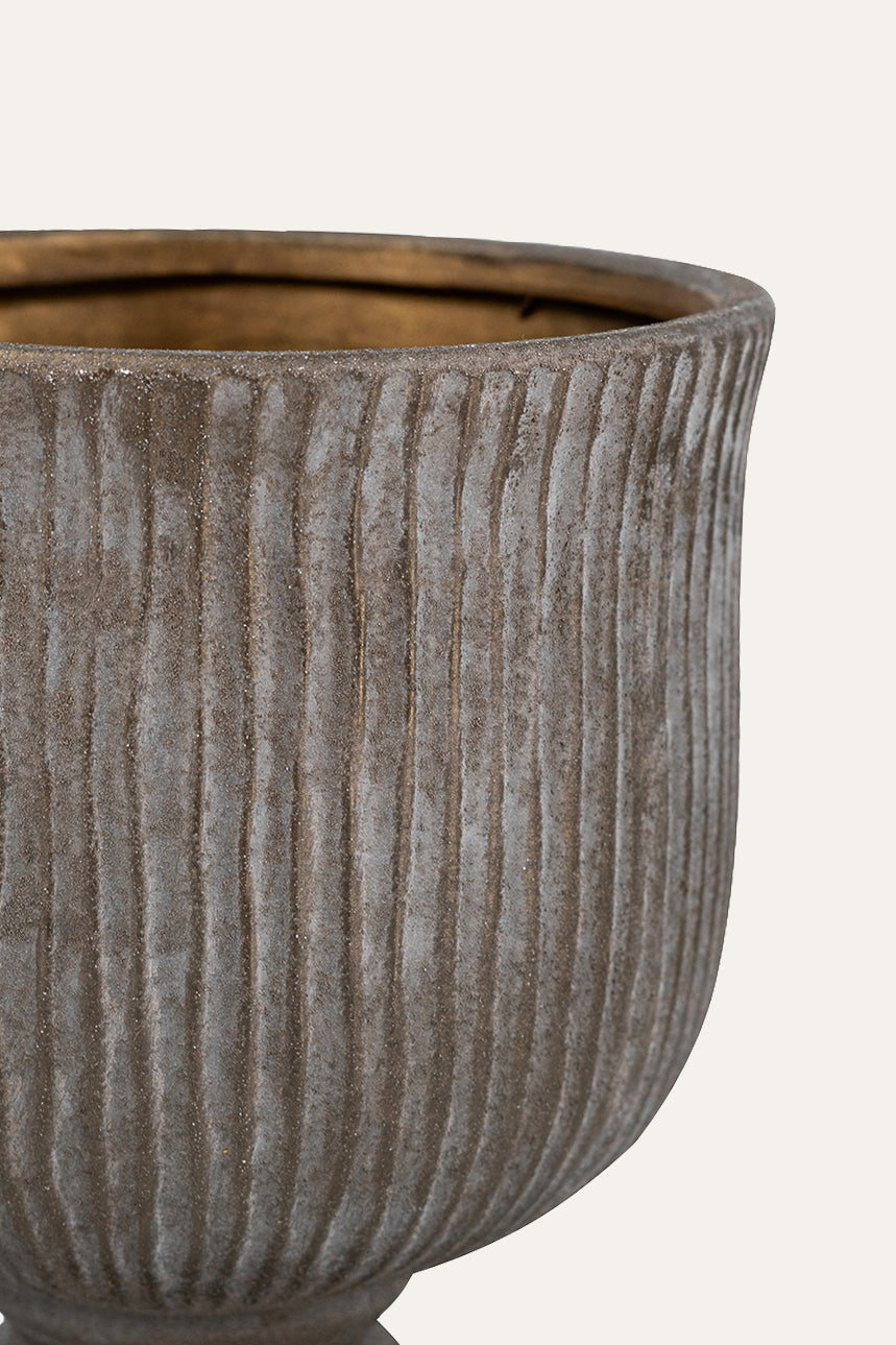 Vintage Ribbed Planter on Pedestal Base