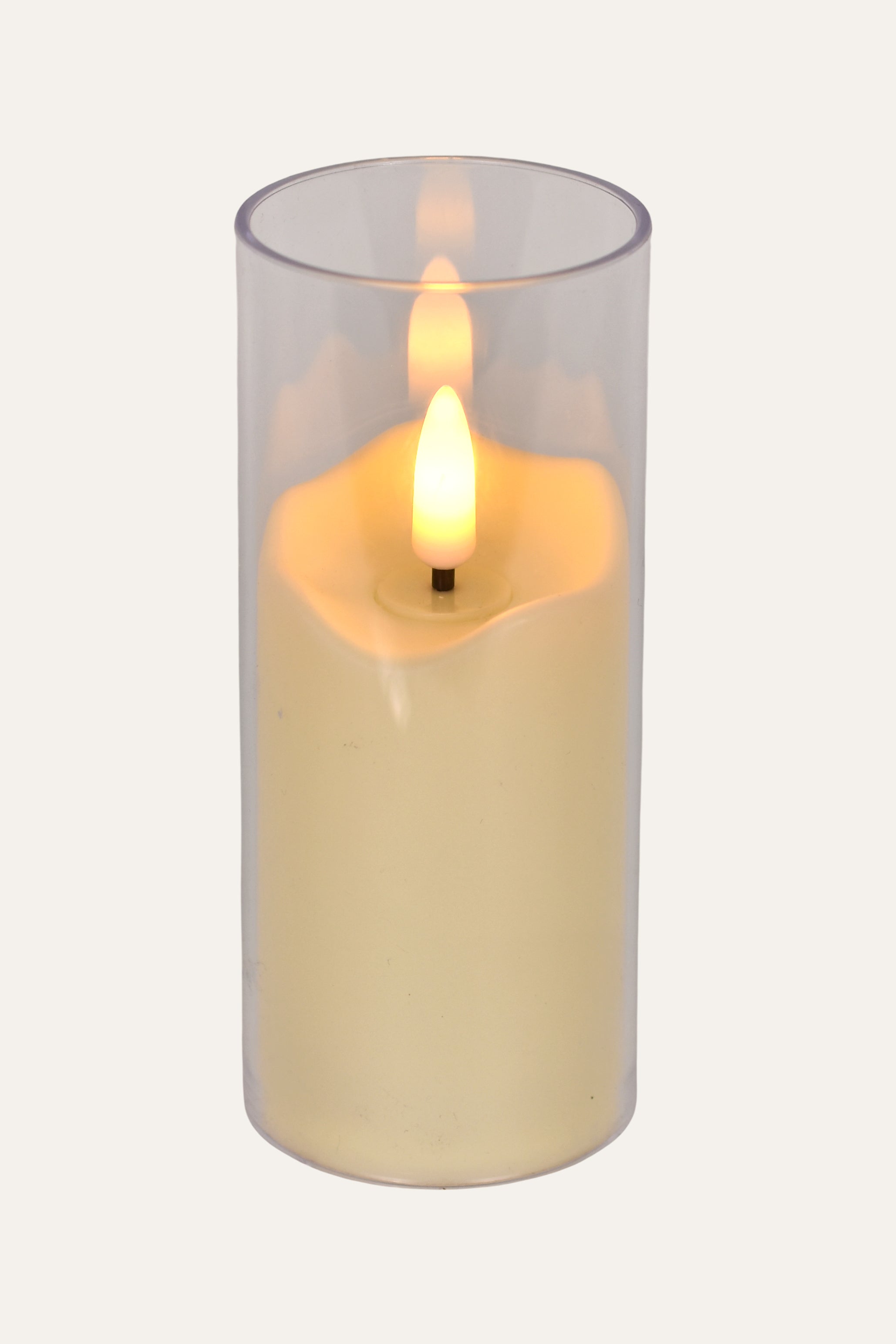 Flameless candle with a clear glass cover 