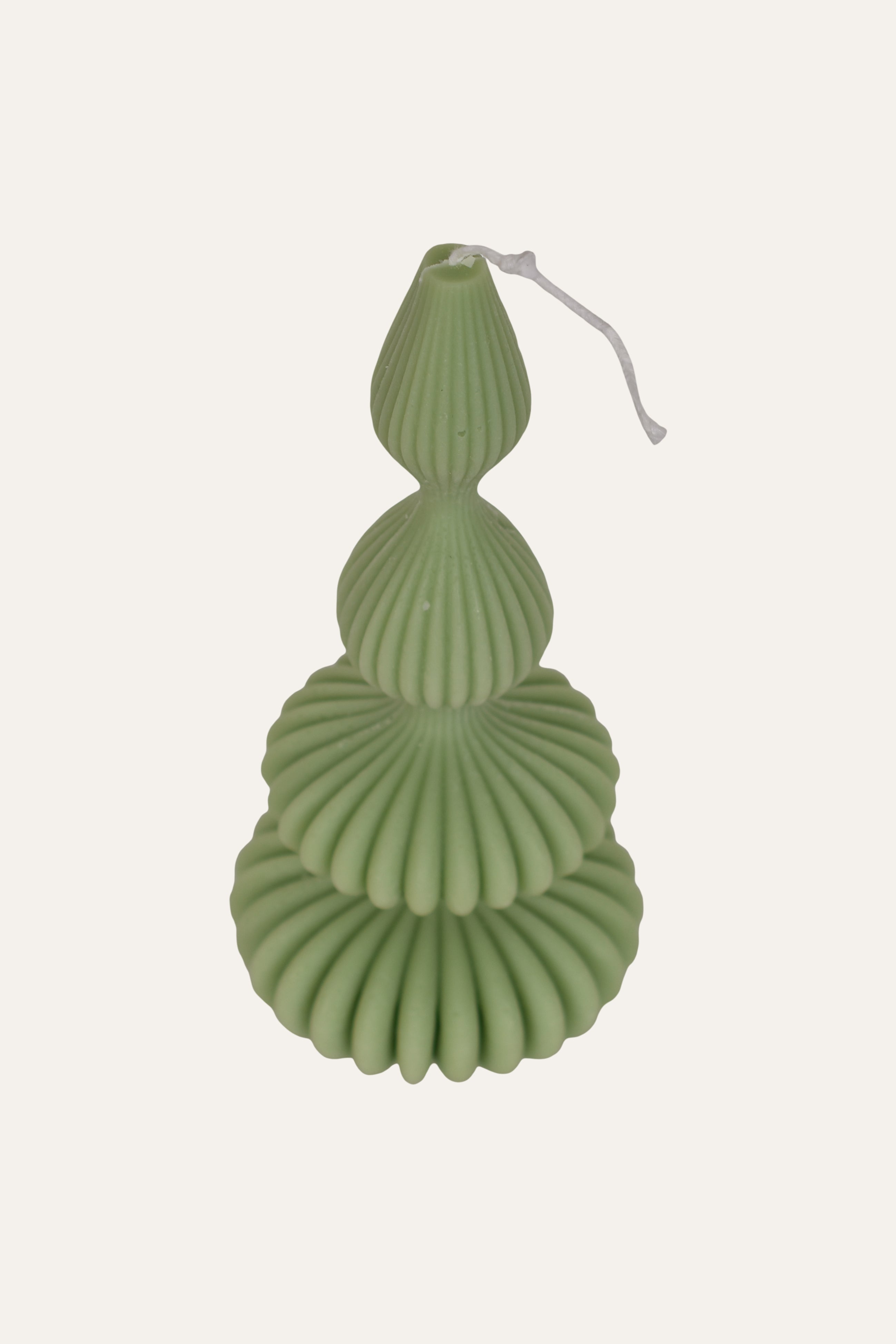 Green ribbed decorative Candle