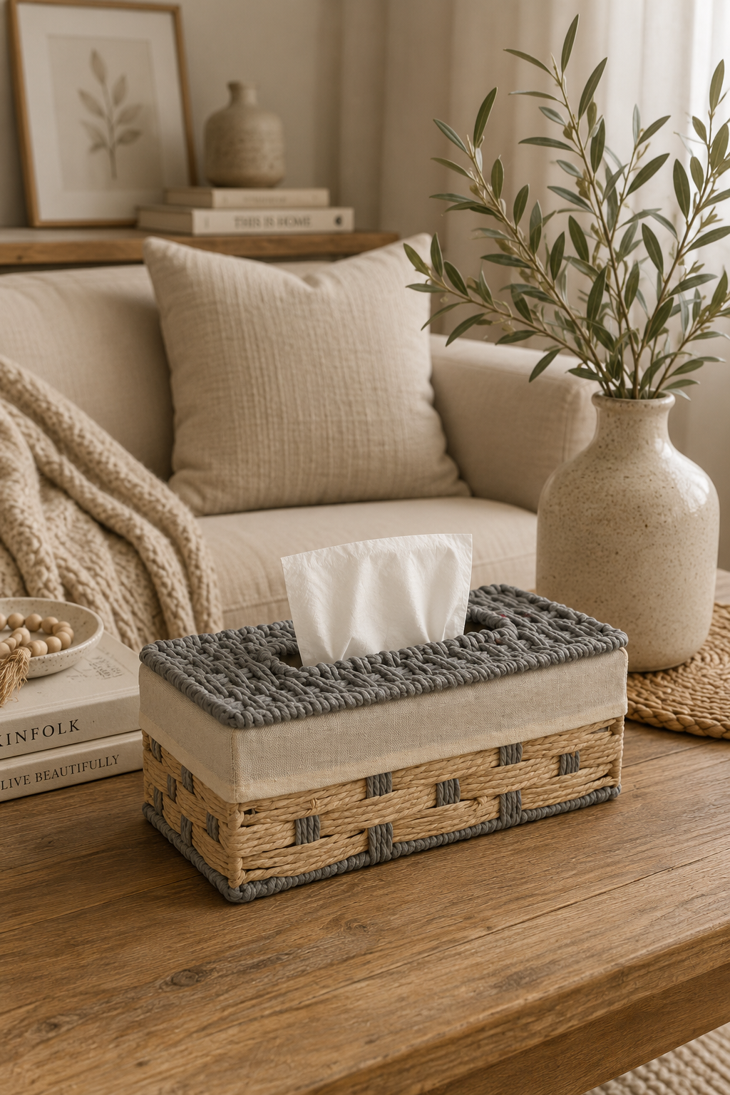 Two-Tone Woven Tissue Box