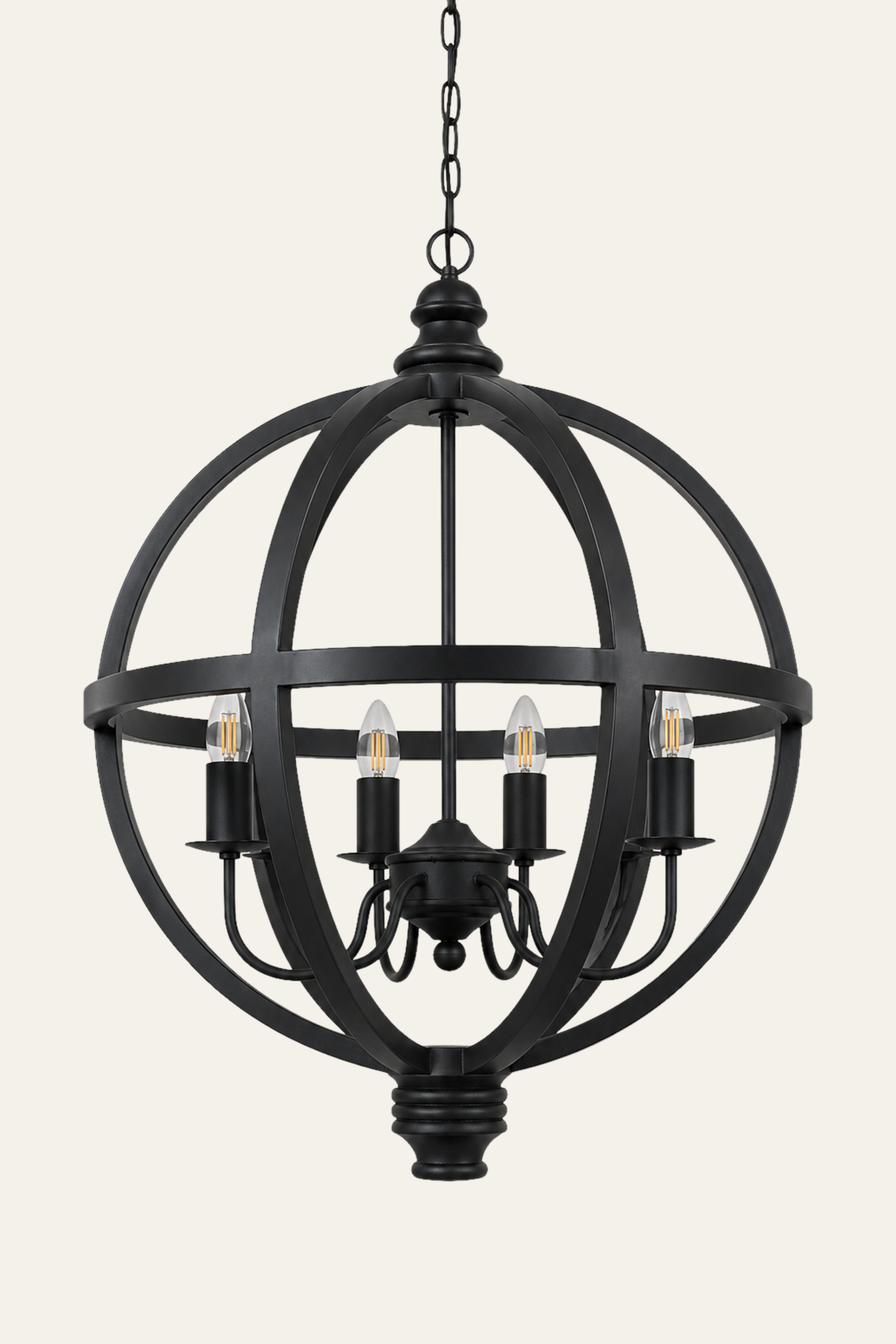 Black Orb Metal Chandelier for Foyer