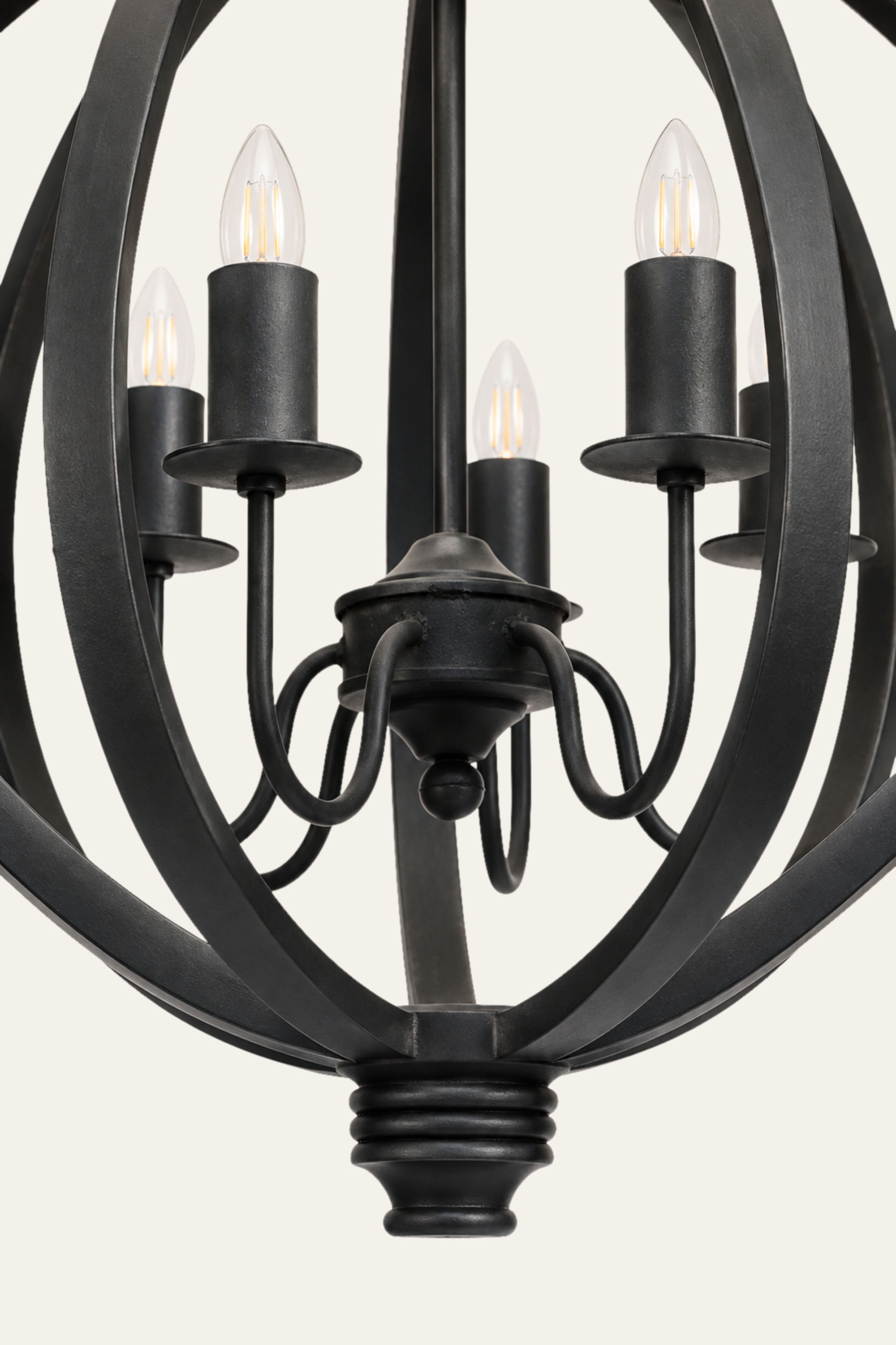 Black Orb Metal Chandelier for Foyer