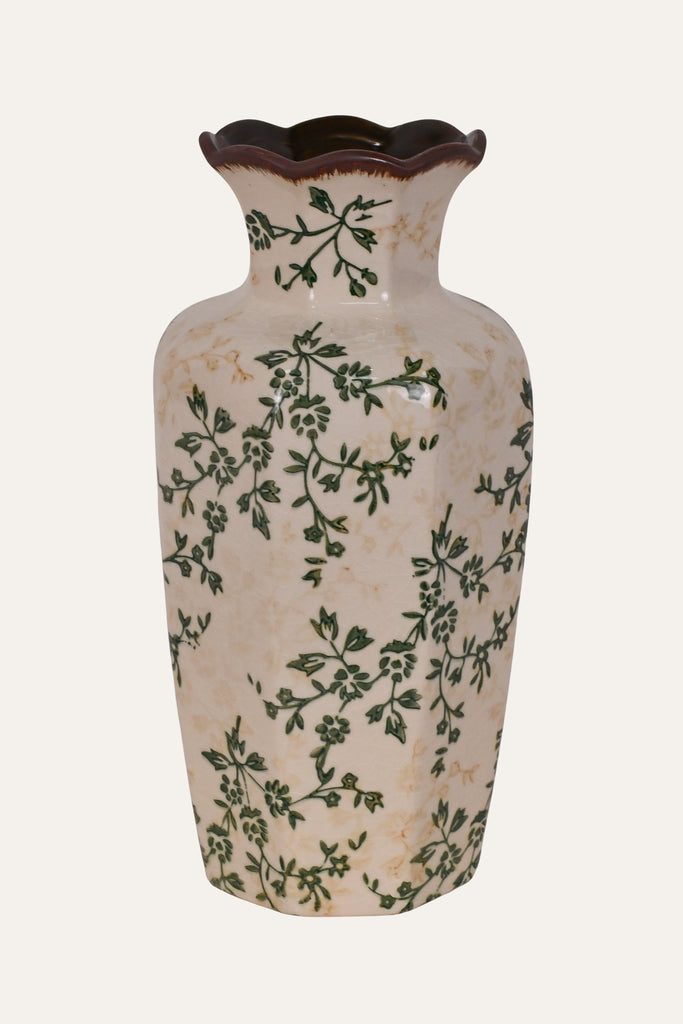Ceramic Vase with Scalloped Rim