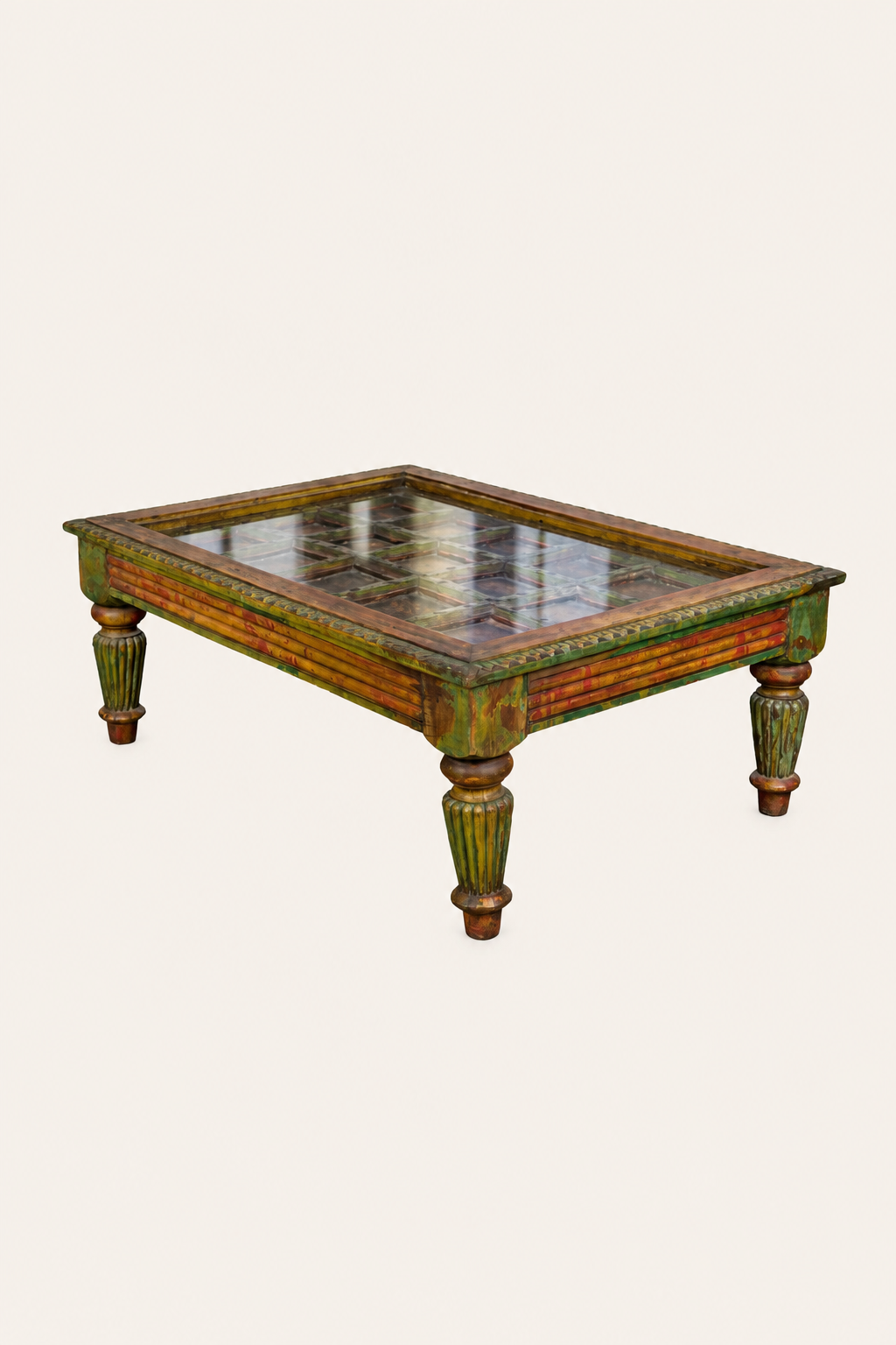 Rajasthani Style Grid Lattice Coffee Table