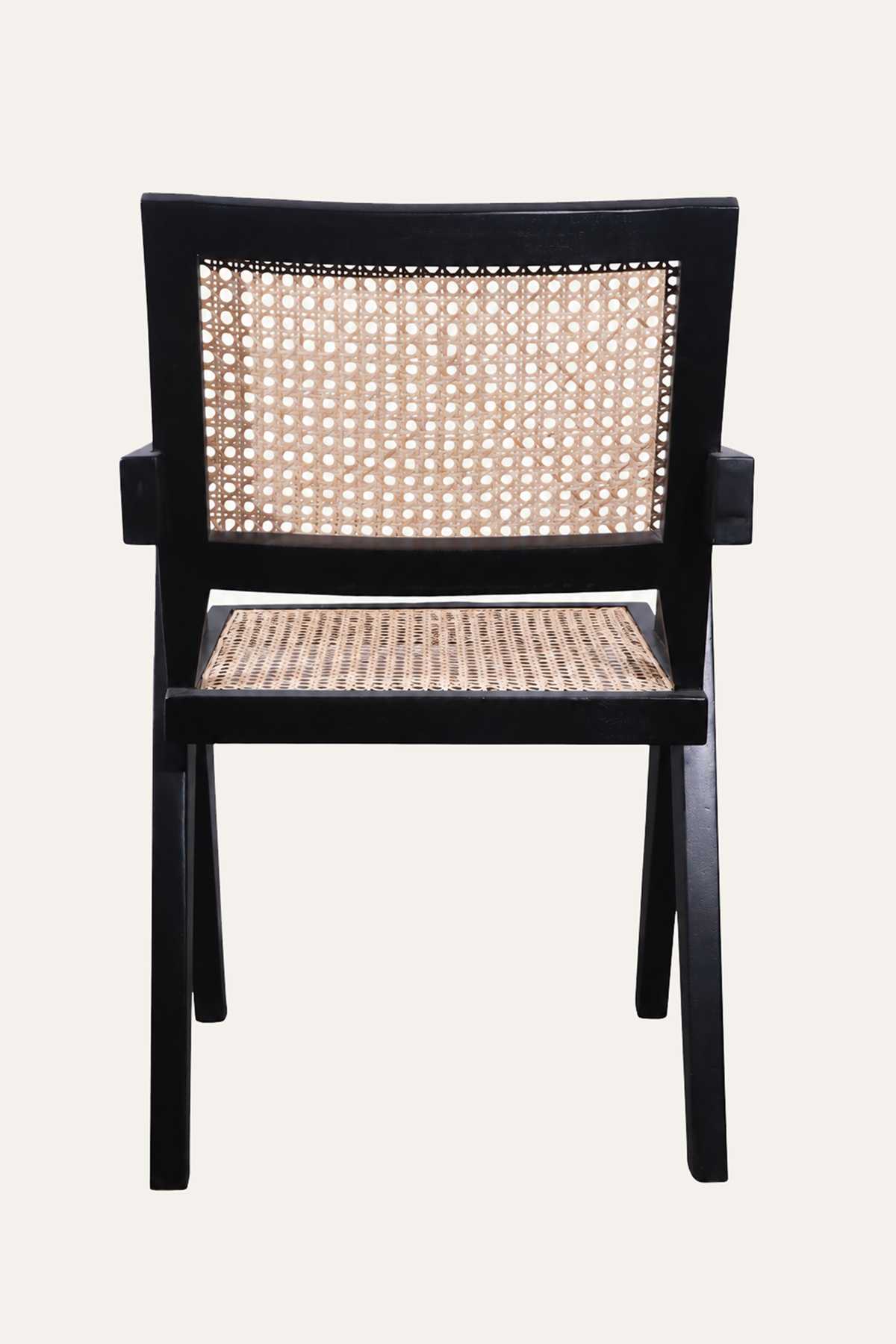 Black Woven Cane Armchair for Living Rooms and Reading Corners