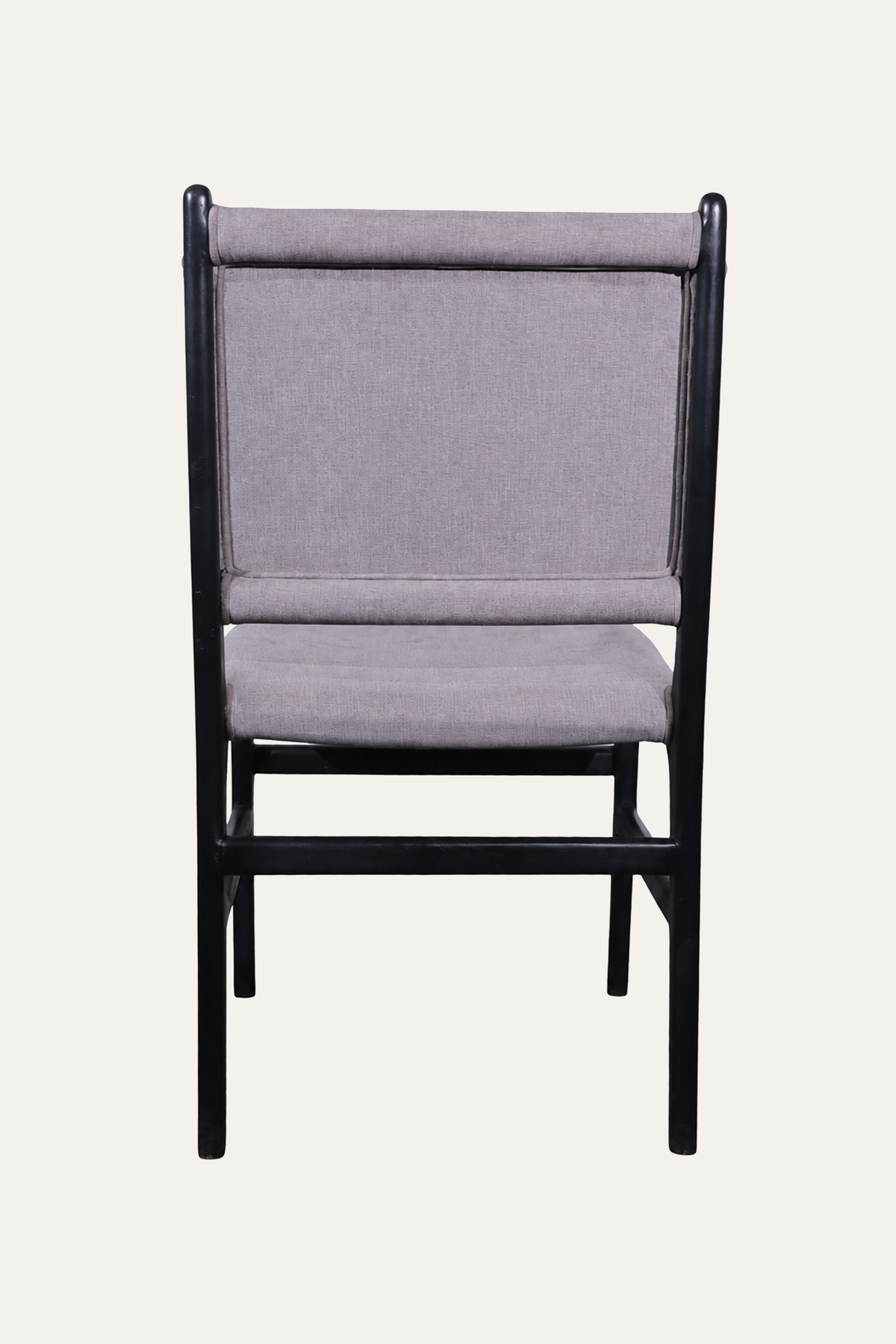 Grey Upholstered Dining Chair with Black Wooden Frame