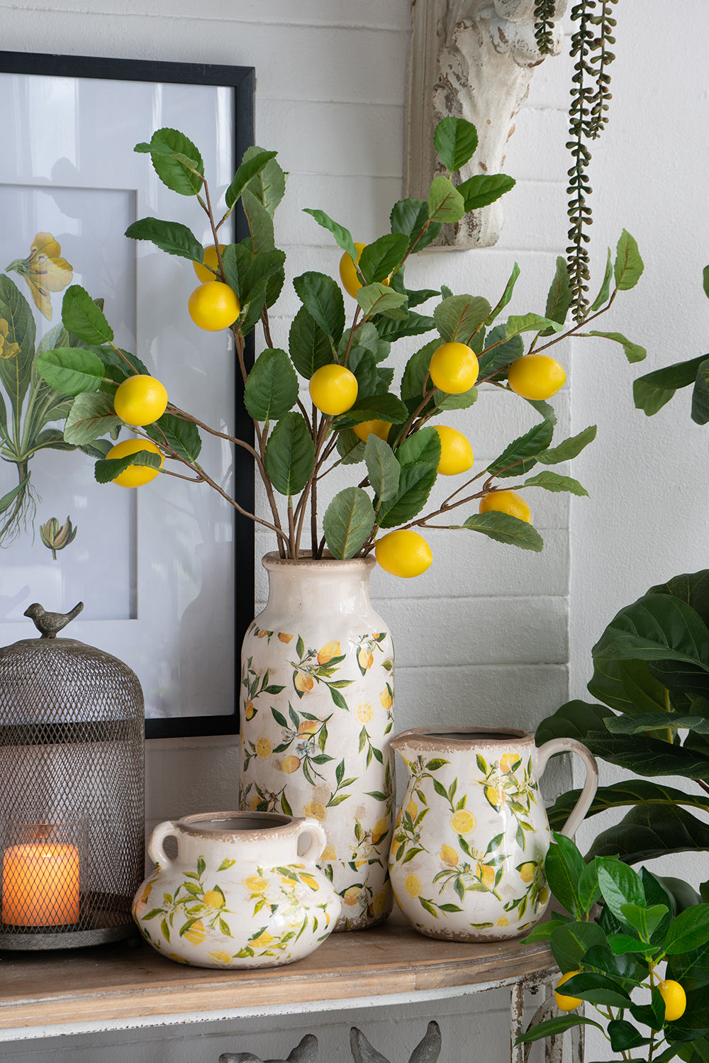 Citrus Floral Pottery Vase Mediterranean Decor Jar