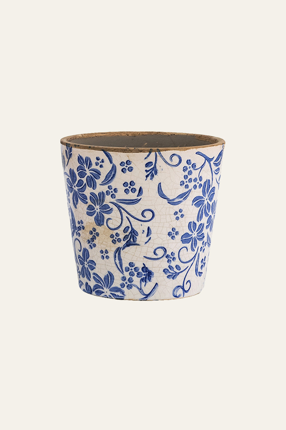 Classic Blue Floral Indoor Planter 