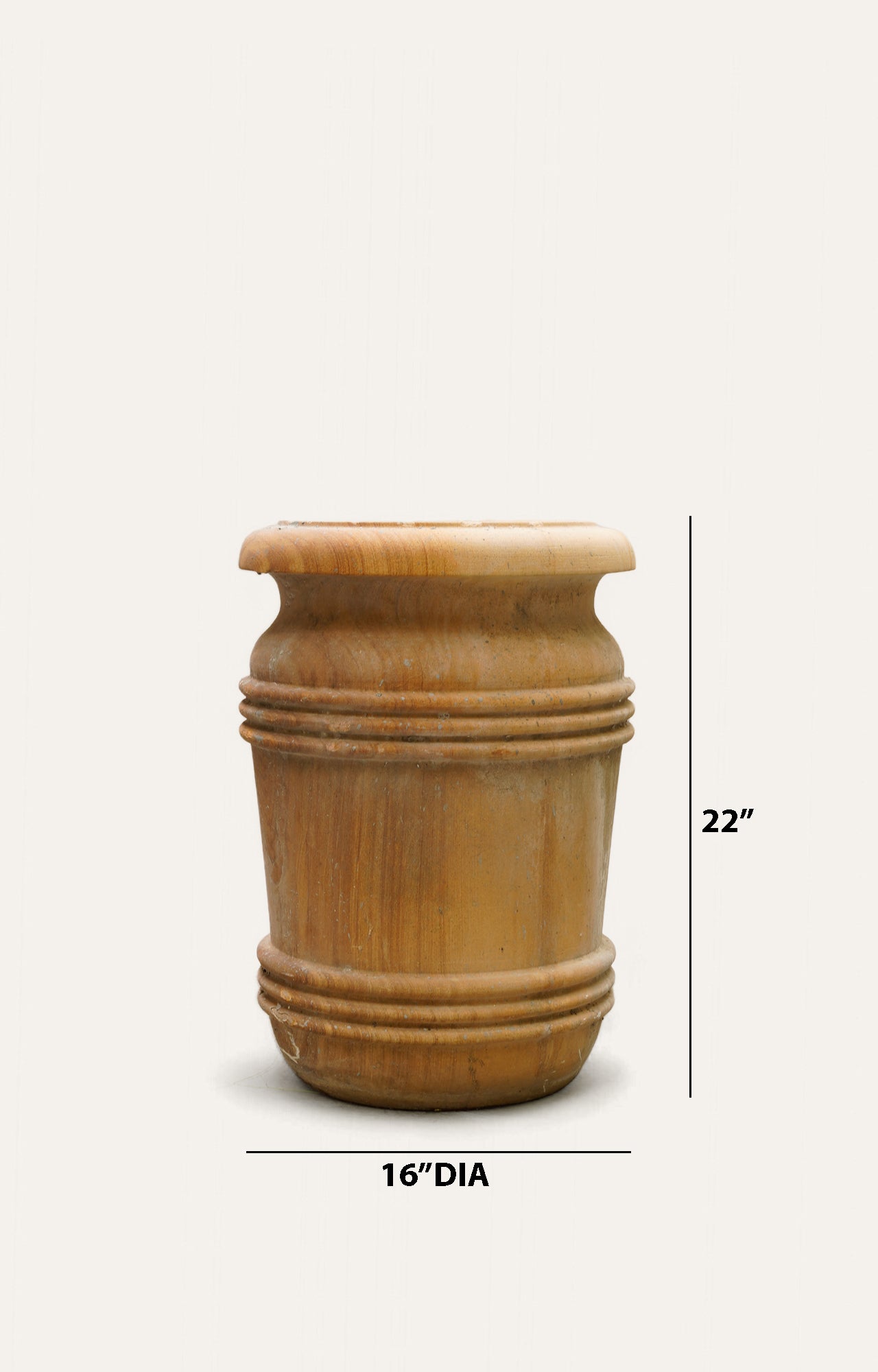 Classic Double Rolled Rim Sandstone Planter_size