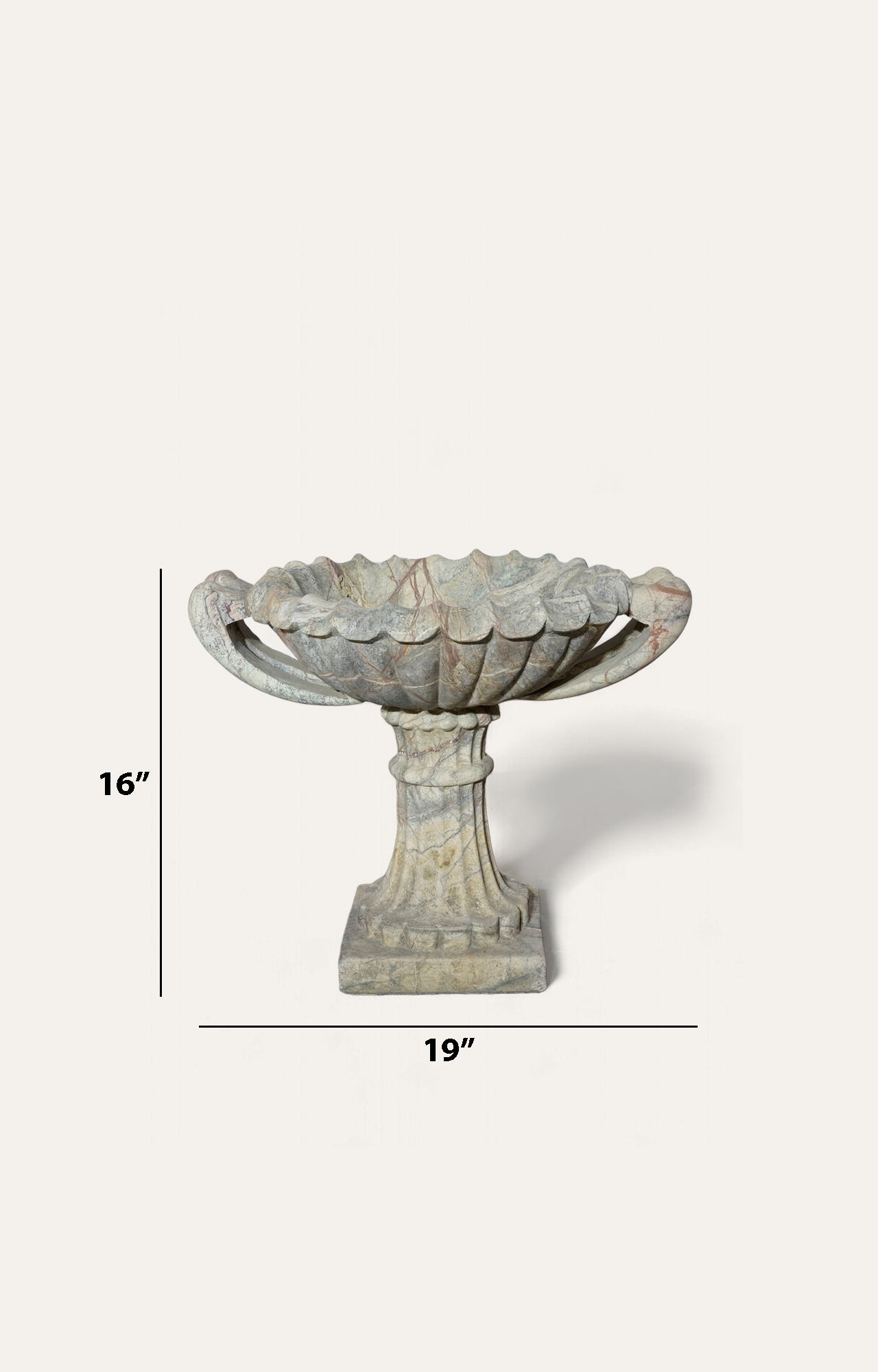 Classic Marble Urn Planter with Intricate Leaf Motif_size