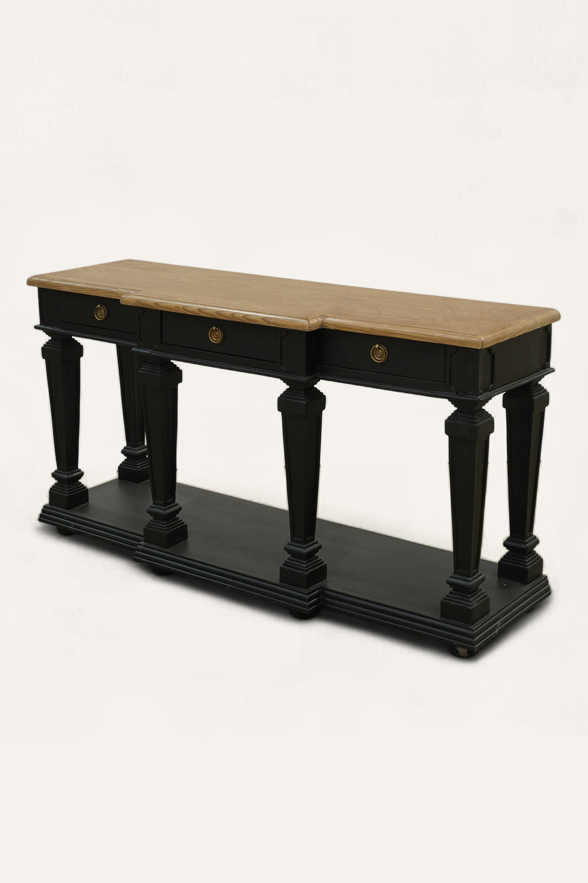 Classic Two-Tone Console Table with Brass Details