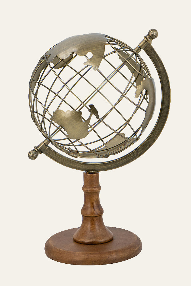 Classic World Map Globe Table Accent